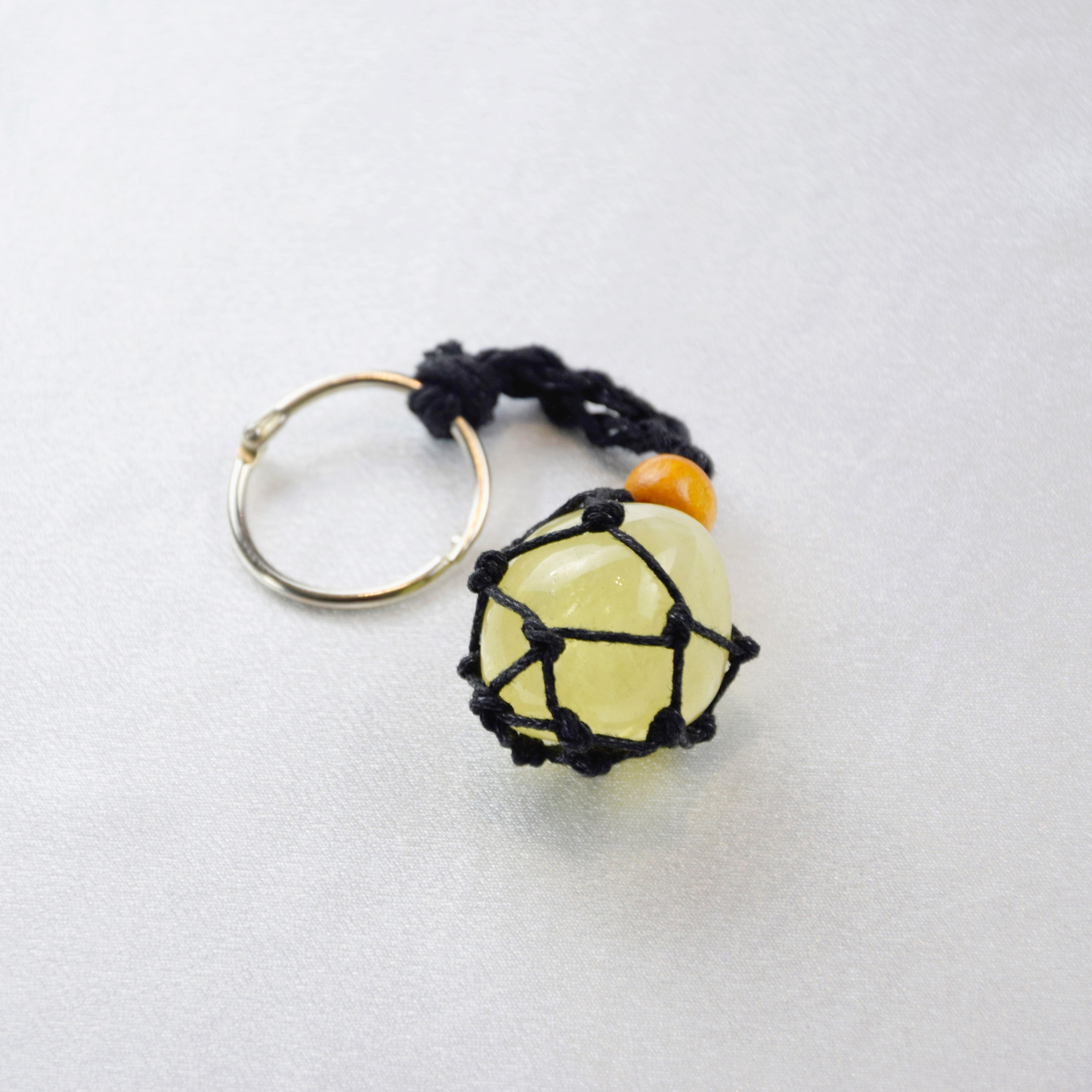 Keychain with a natural Citrine stone on a cord
