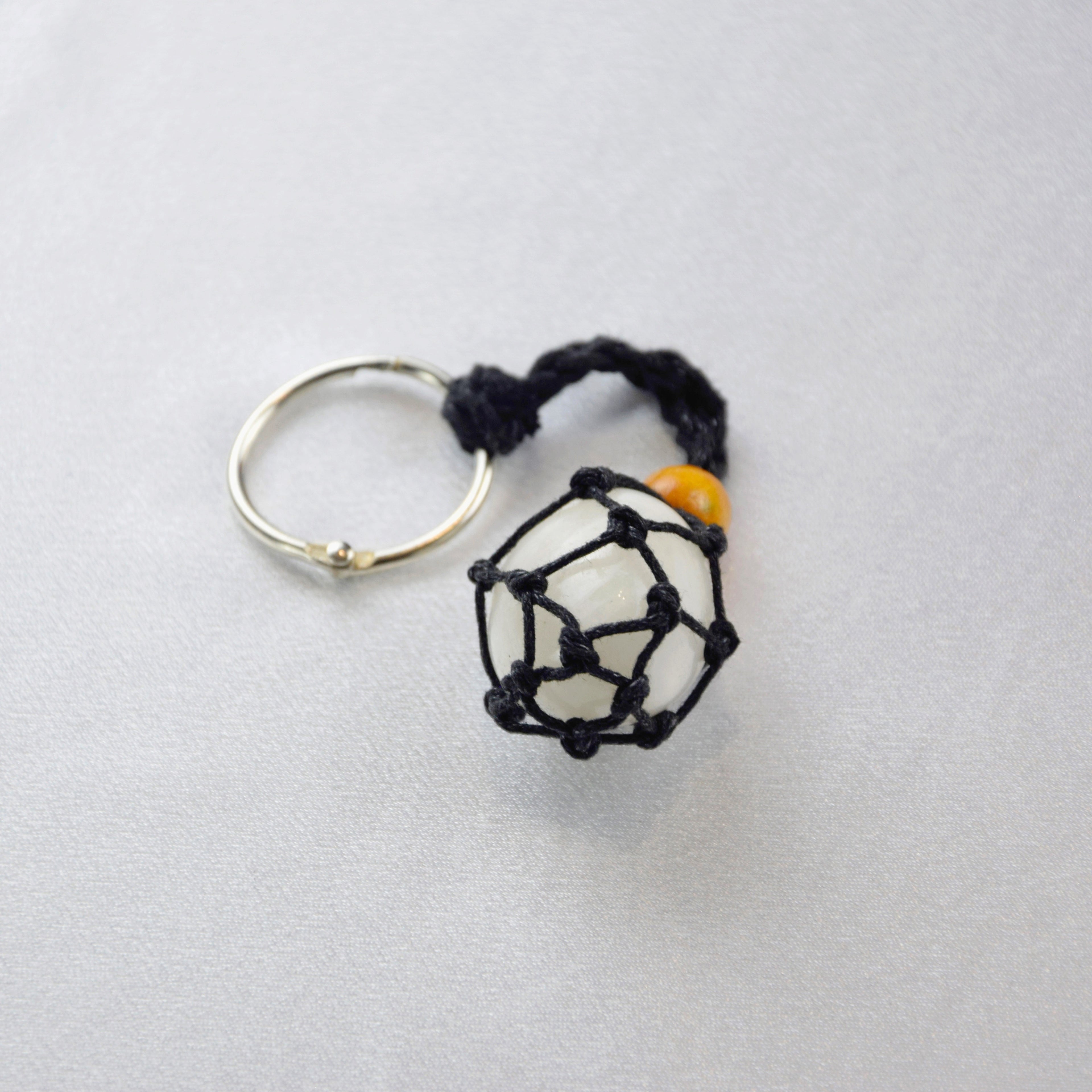 Keychain with a natural Moonstone on a cord