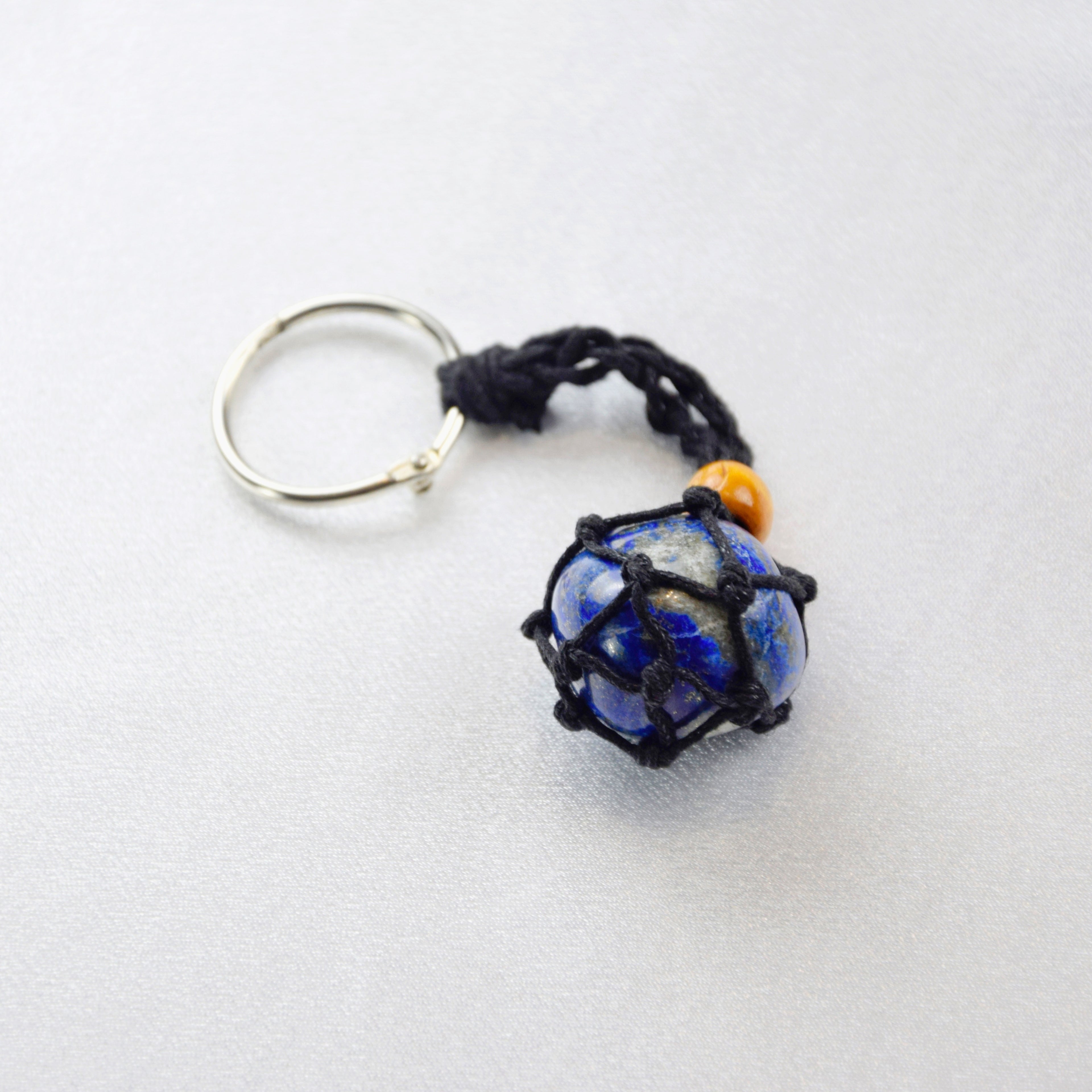 Keychain with a natural Lapis Lazuli stone on a cord