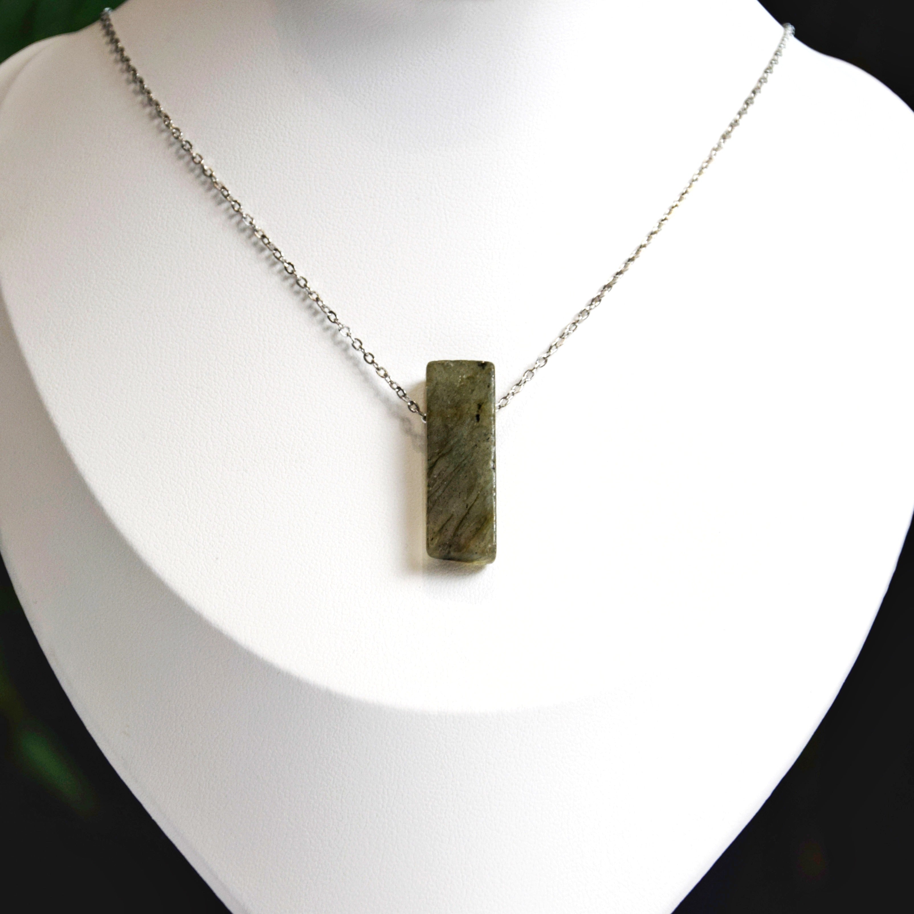 Natural Labradorite stone on a chain
