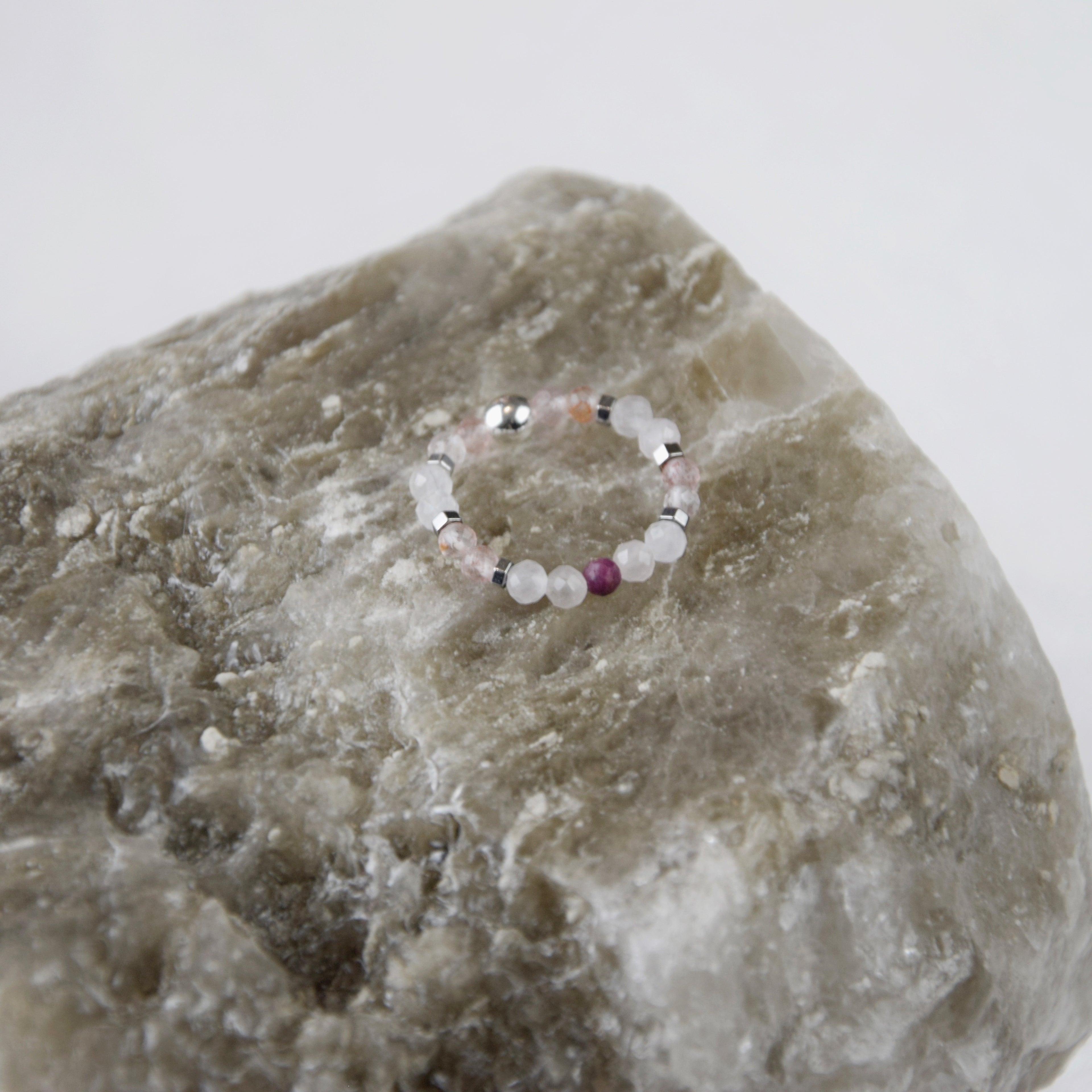 Strawberry Quartz Rose Quartz Ruby ring