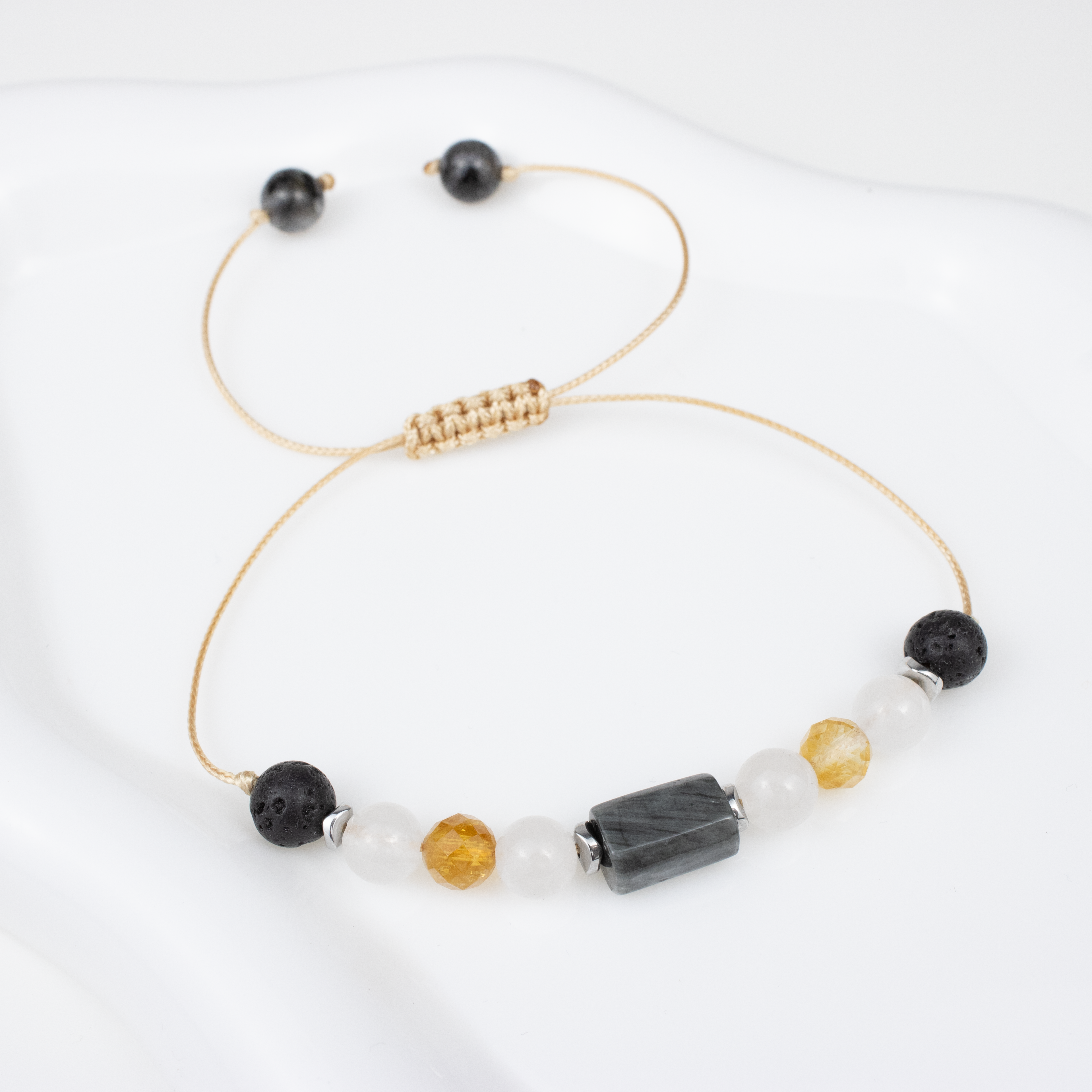 For ones (1, 10, 19, 28): Citrine, Lava Stone, White Jade, Labradorite bracelet on a cord
