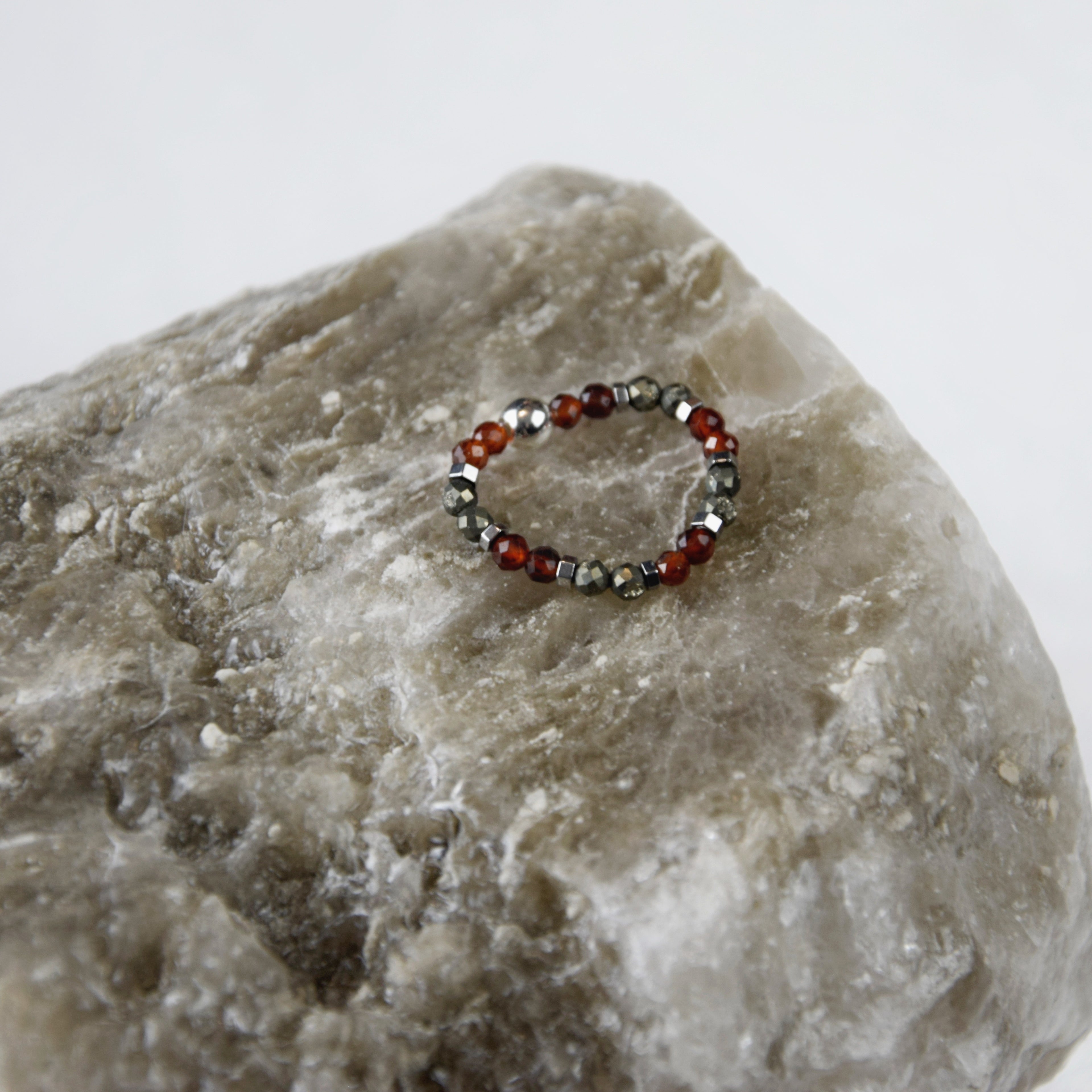 Pyrite Garnet Ring