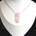 Natural Rose Quartz stone on a chain