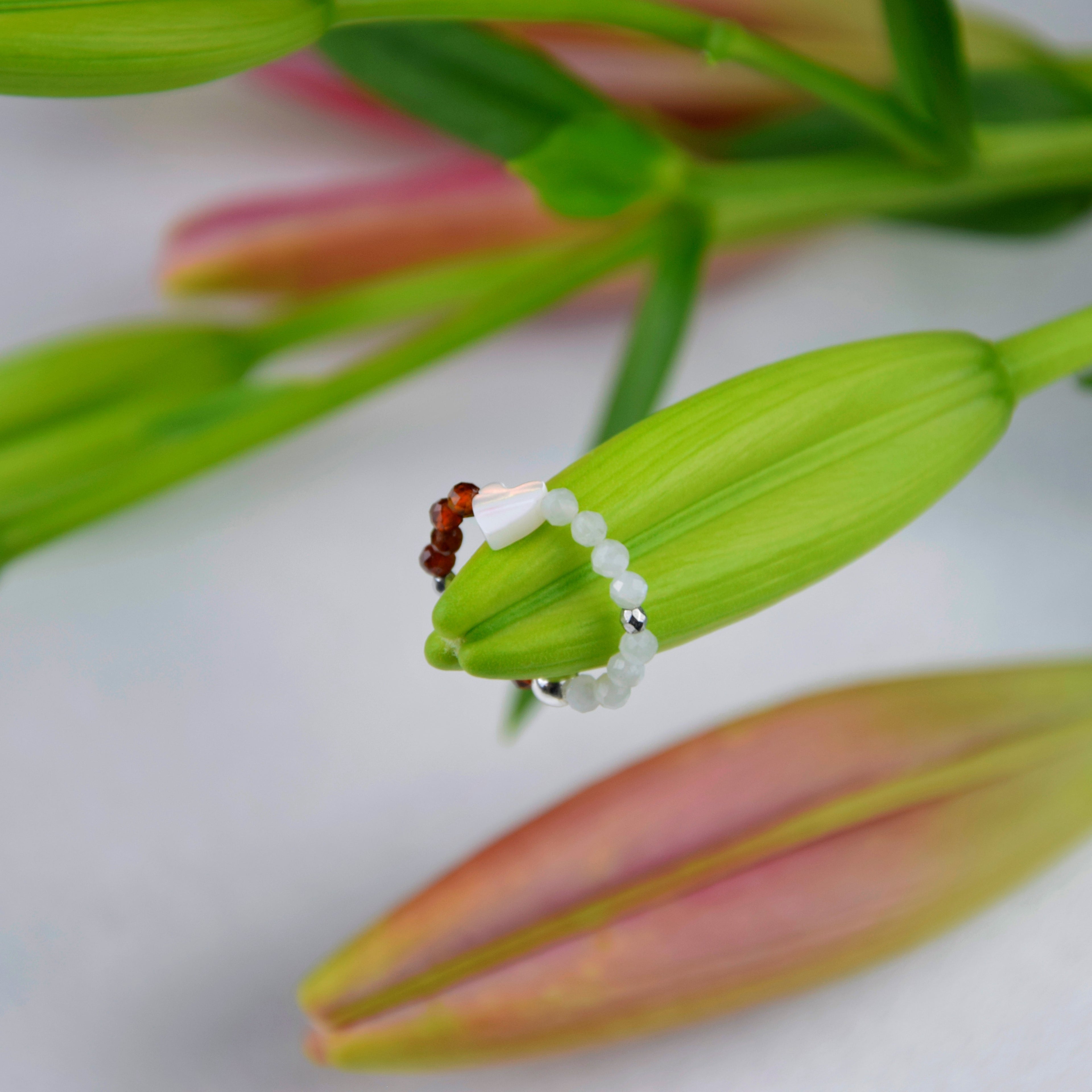 Pearl Garnet Moonstone ring