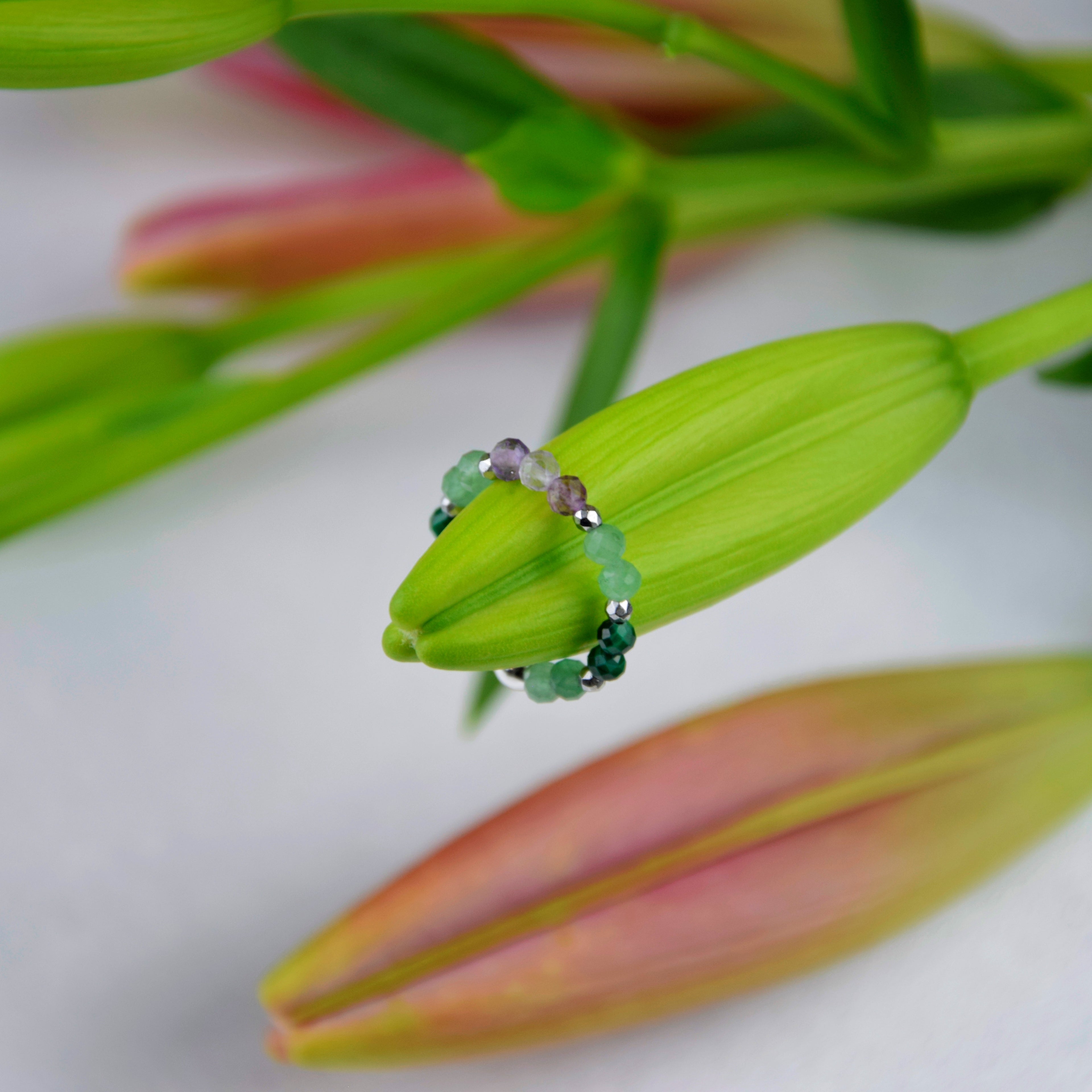 Malachite Fluorite Aventurine Ring