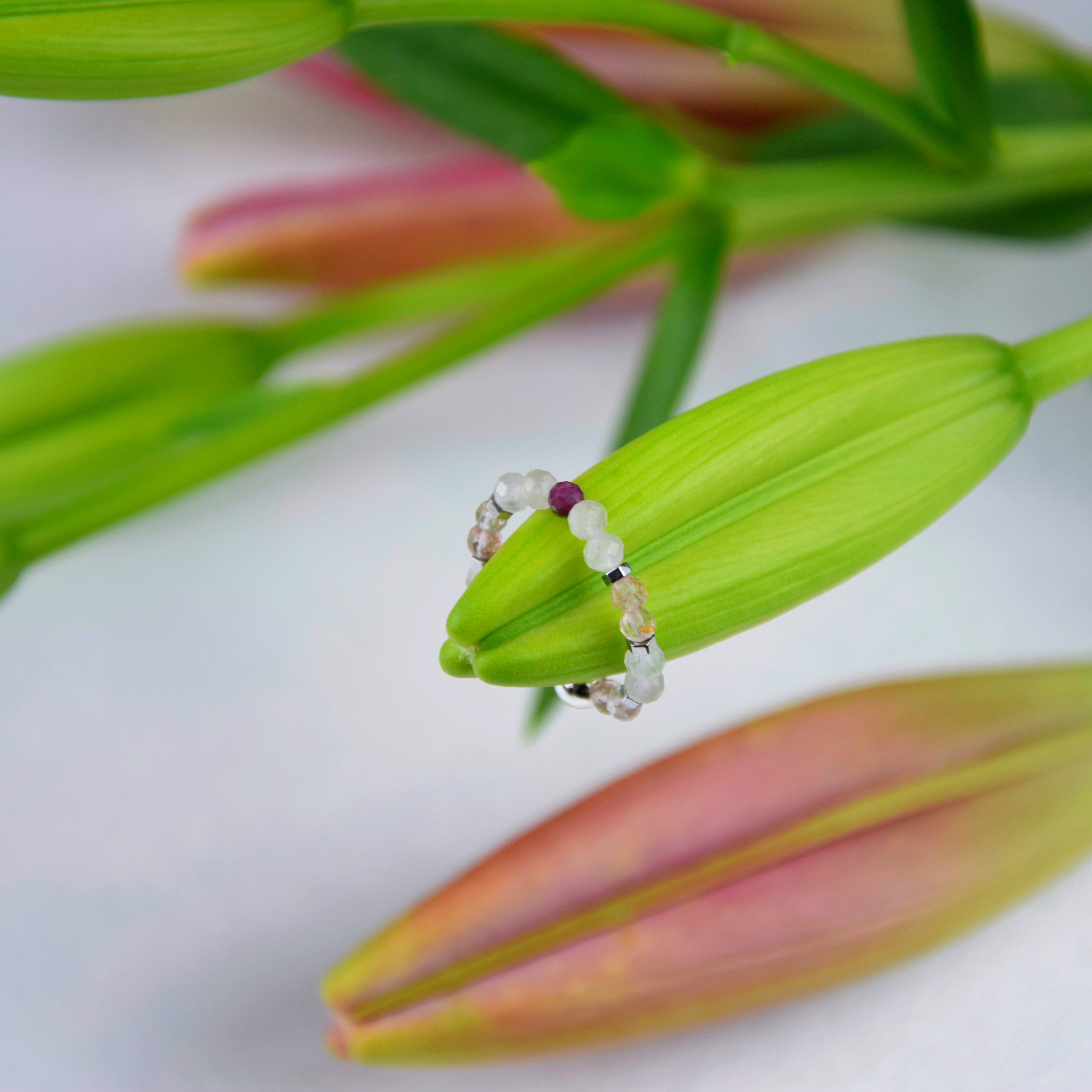 Strawberry Quartz Rose Quartz Ruby ring