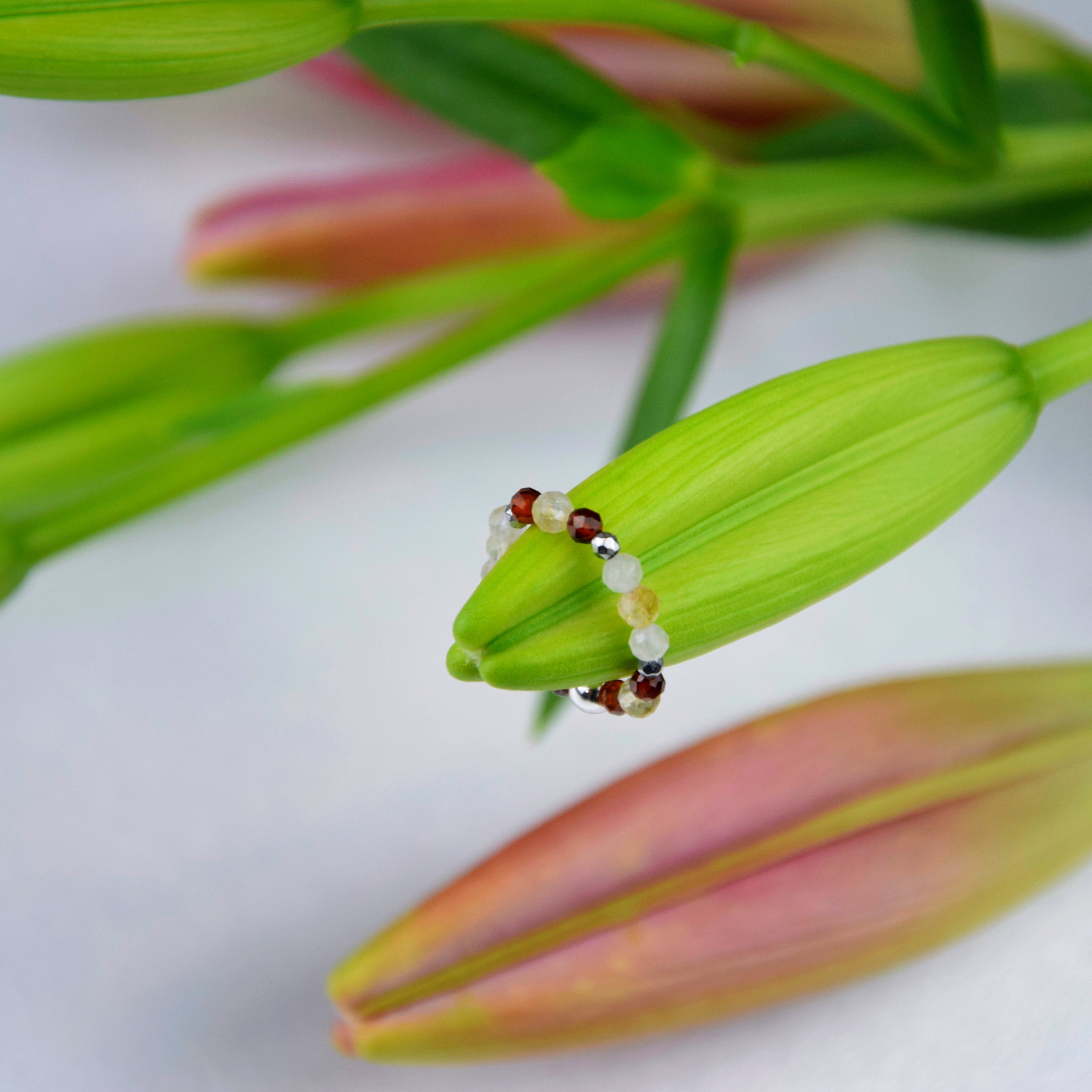 Garnet Citrine Rose Quartz Ring