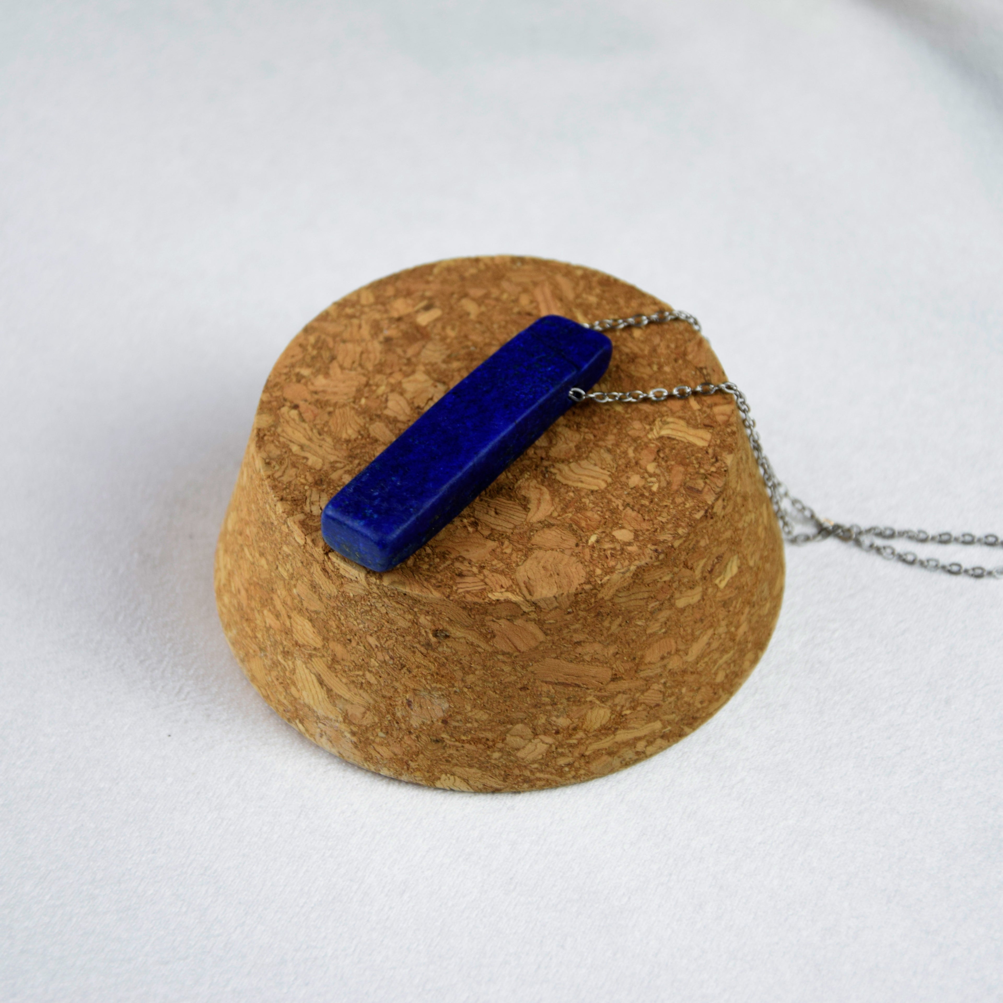 Natural Lapis Lazuli stone on a chain
