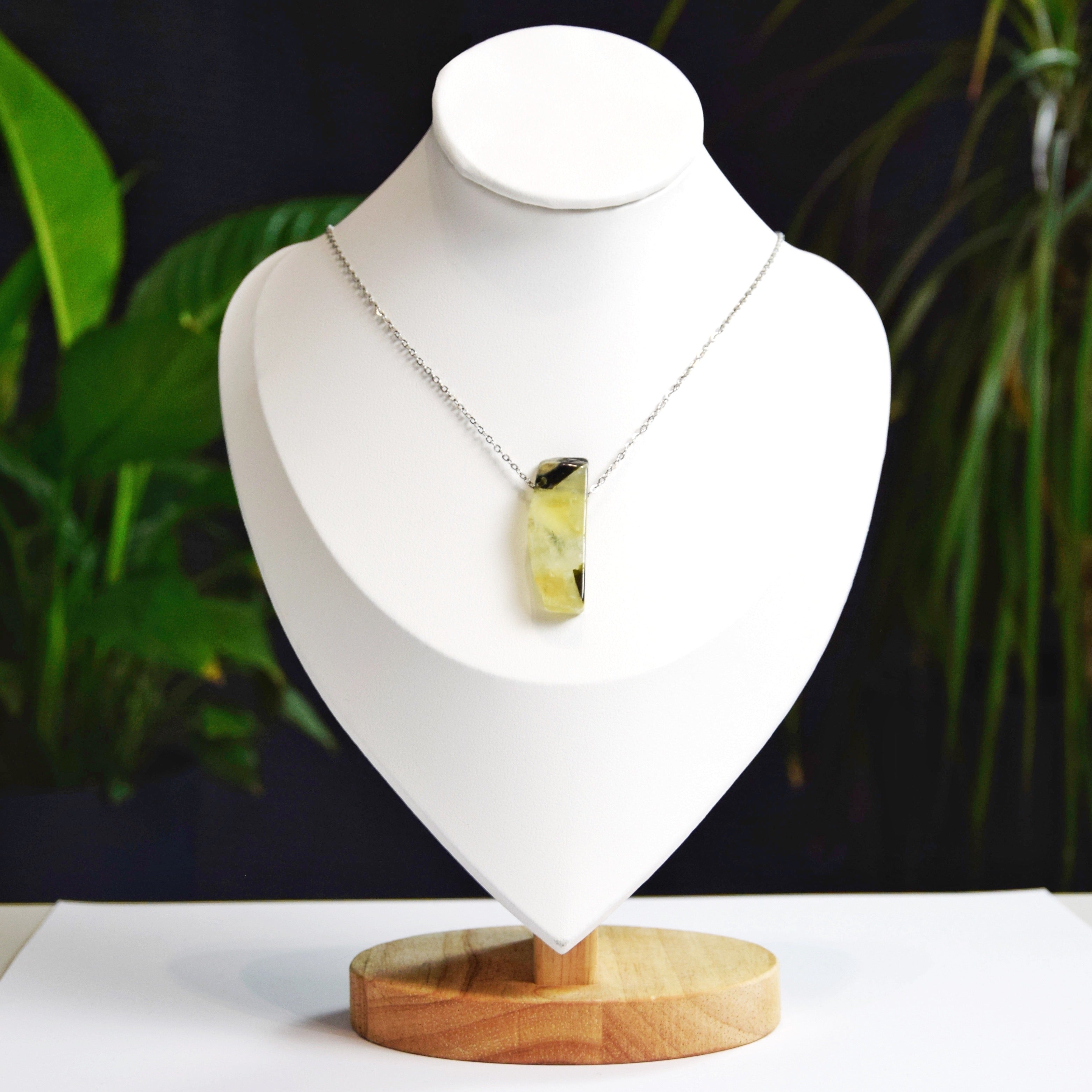 Natural Prehnite stone on a chain