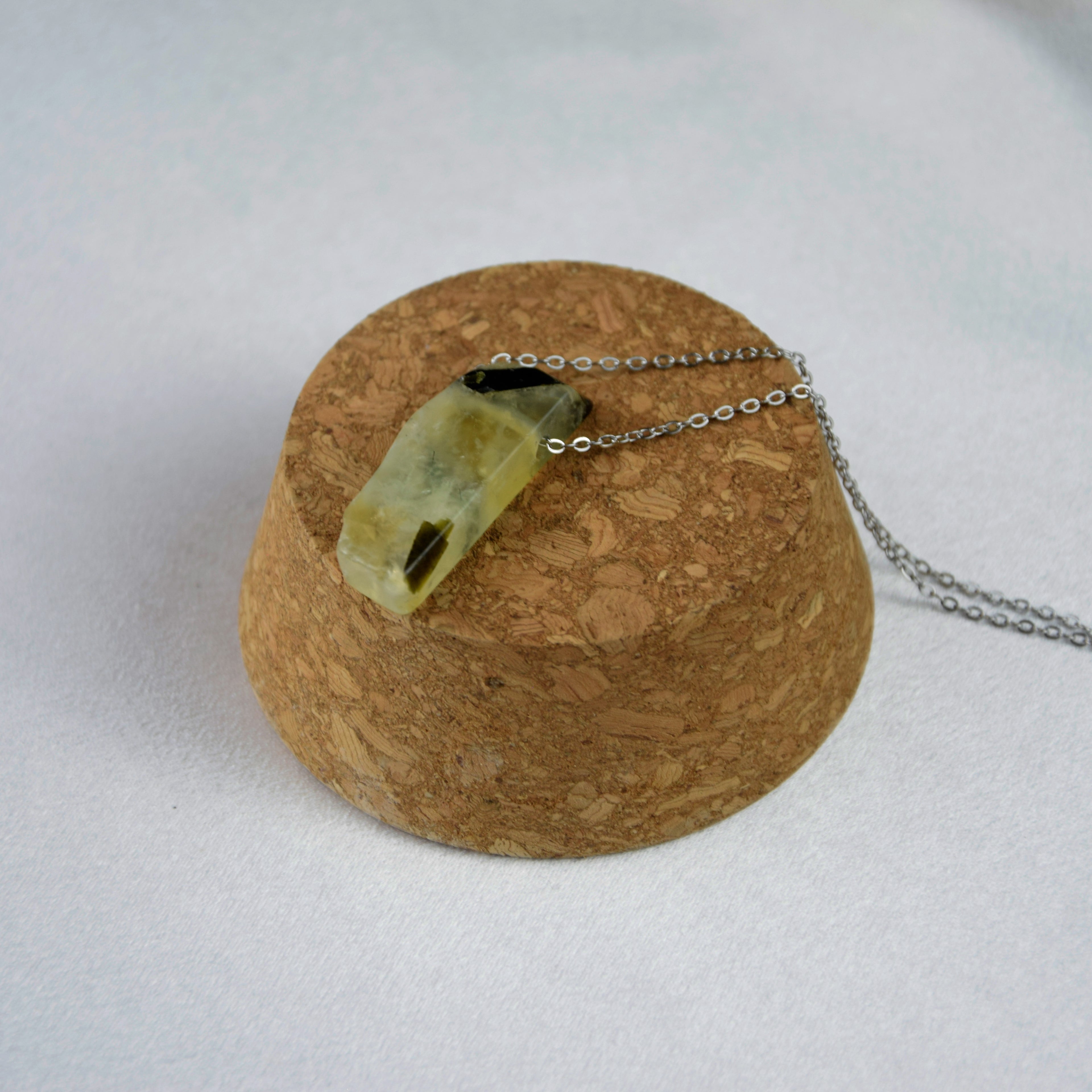 Natural Prehnite stone on a chain
