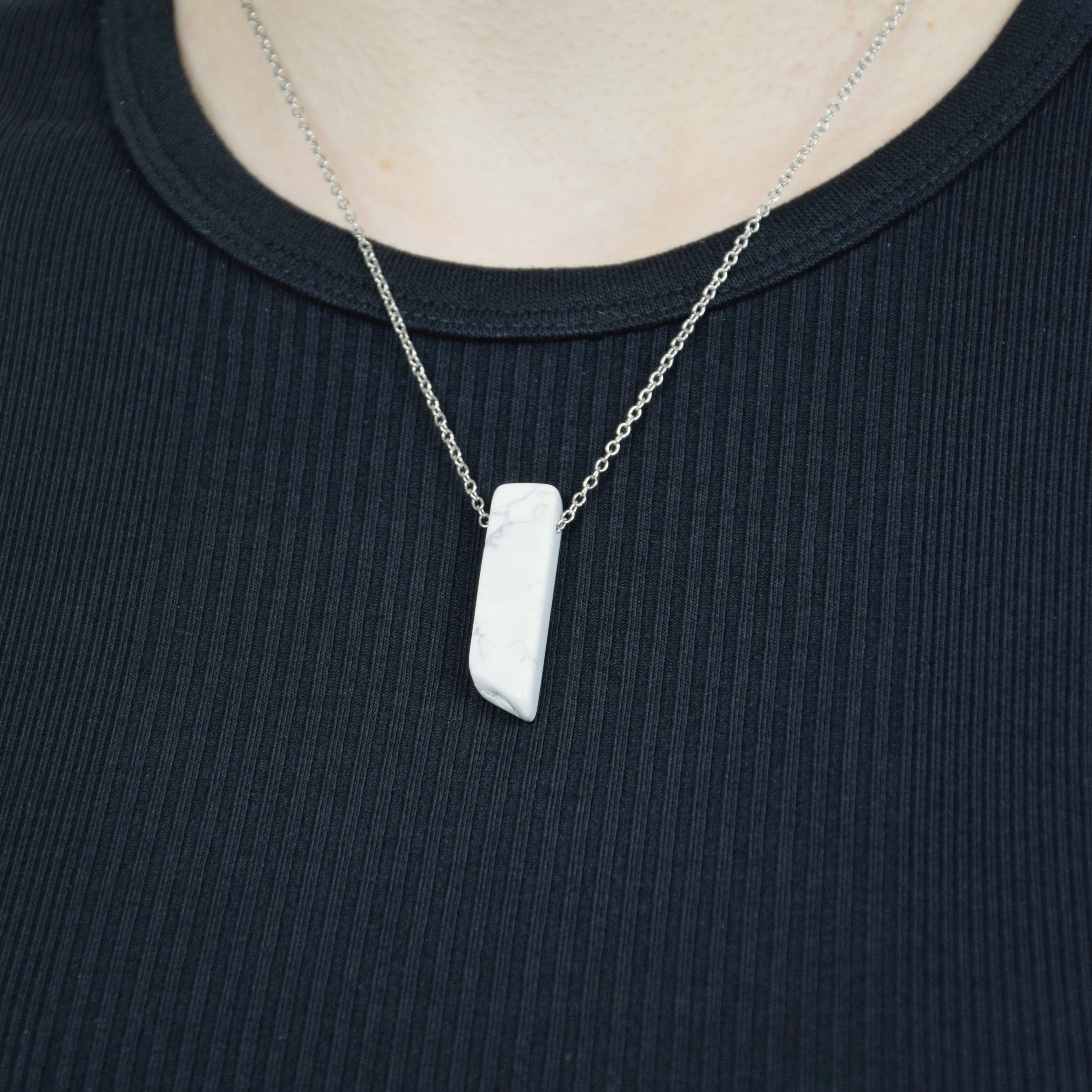 Natural Howlite stone on a chain