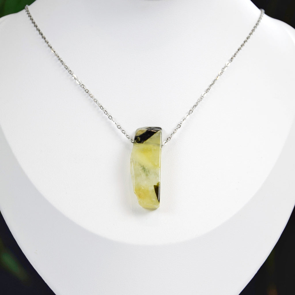 Natural Prehnite stone on a chain