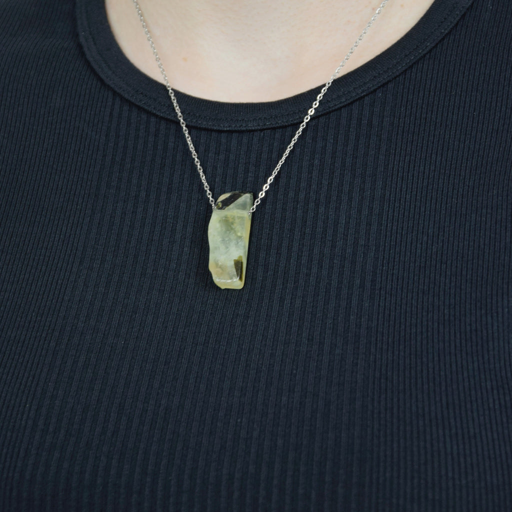 Natural Prehnite stone on a chain
