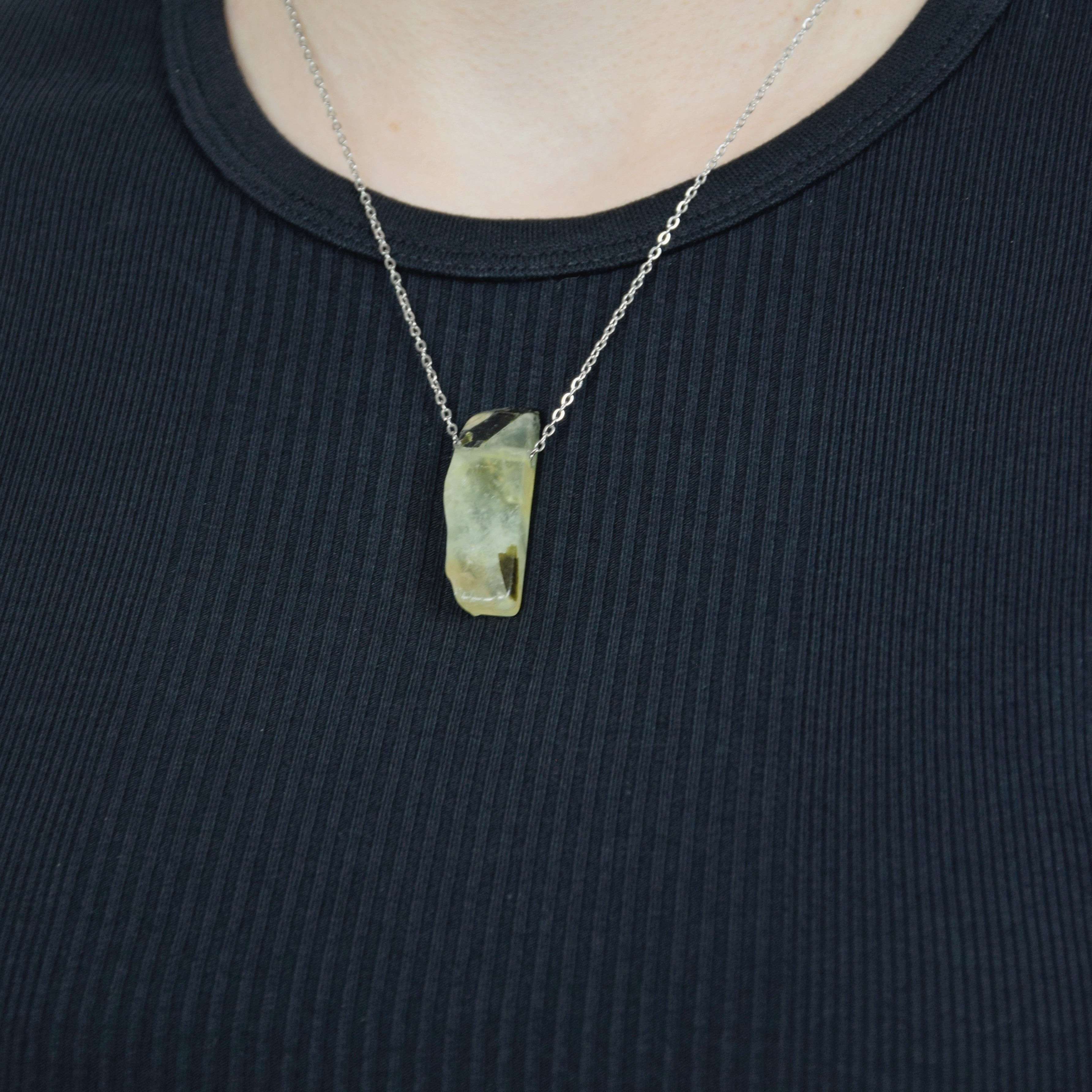 Natural Prehnite stone on a chain