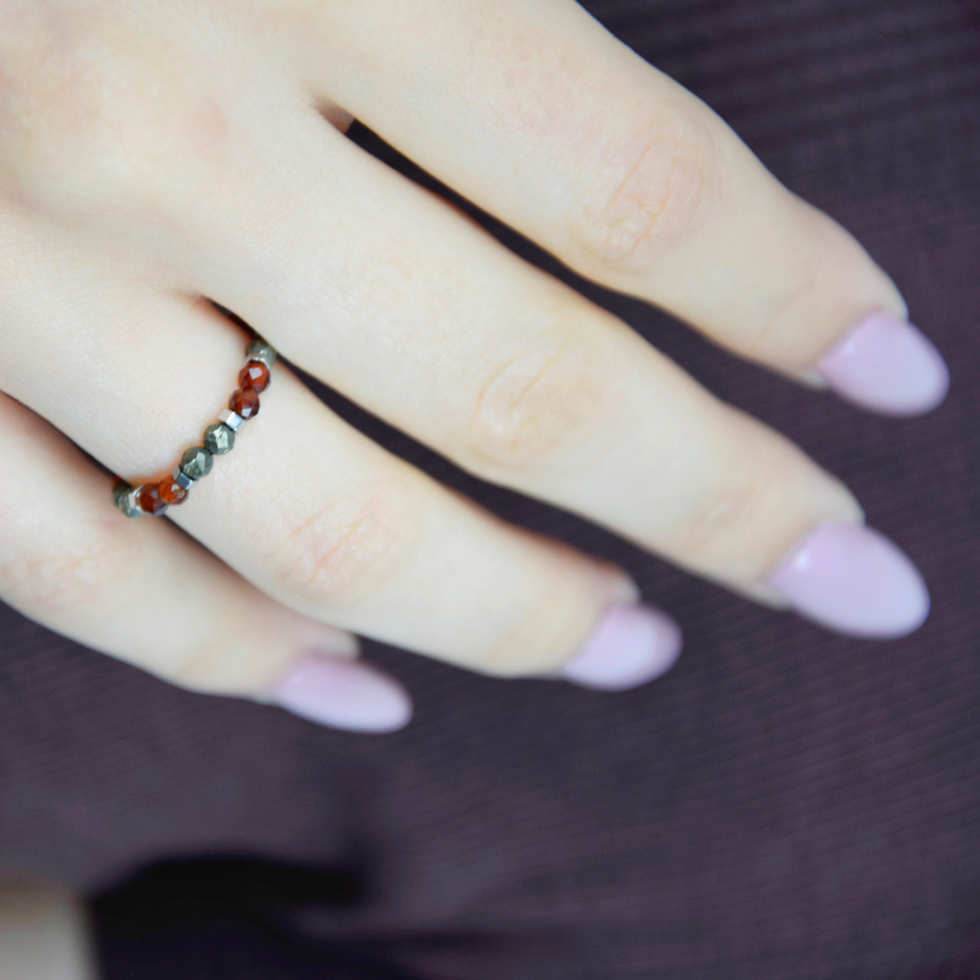 Pyrite Garnet Ring
