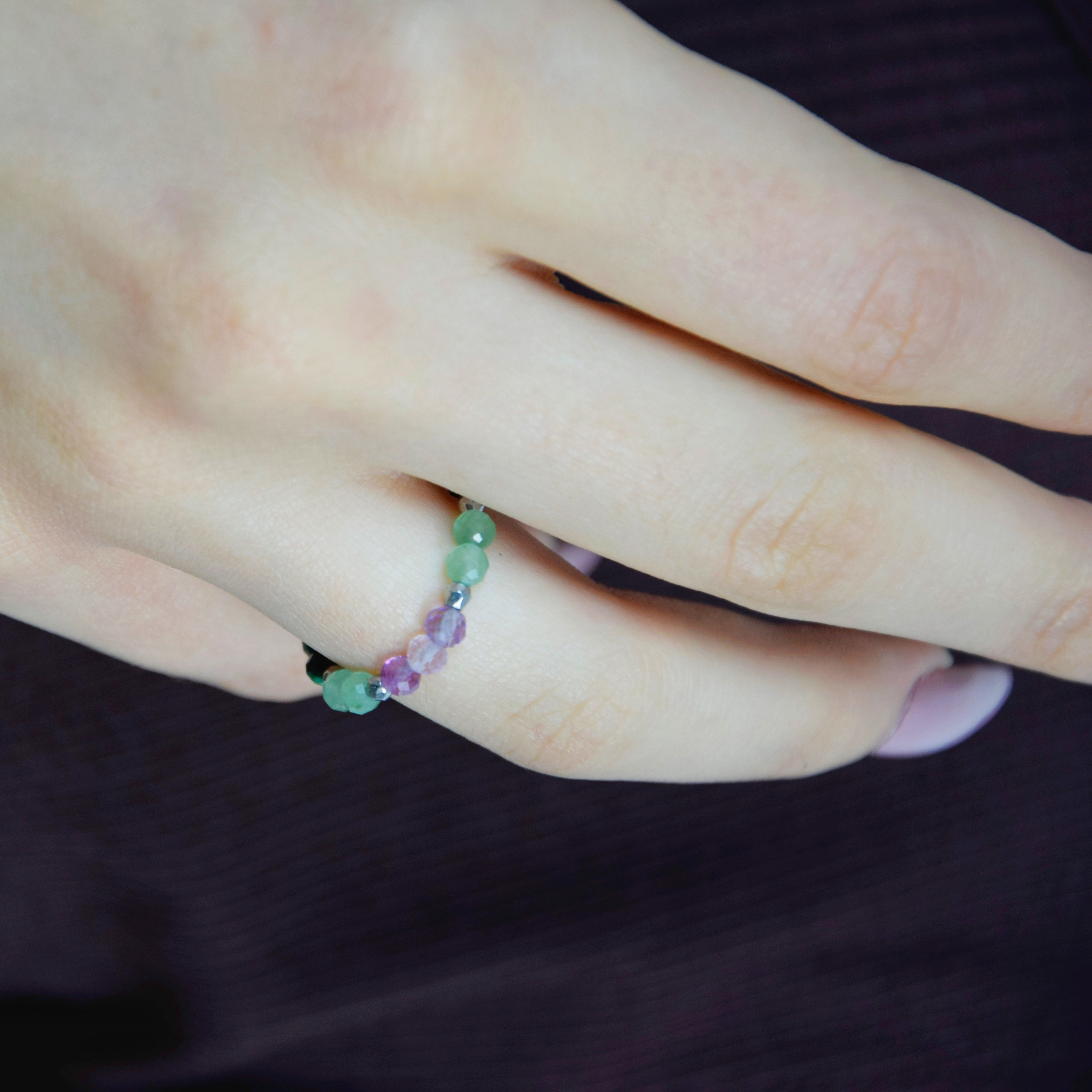 Malachite Fluorite Aventurine Ring