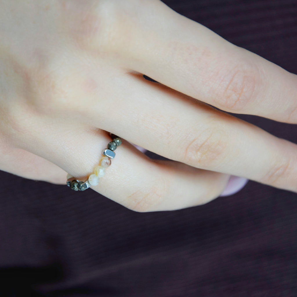 Citrine Pyrite ring