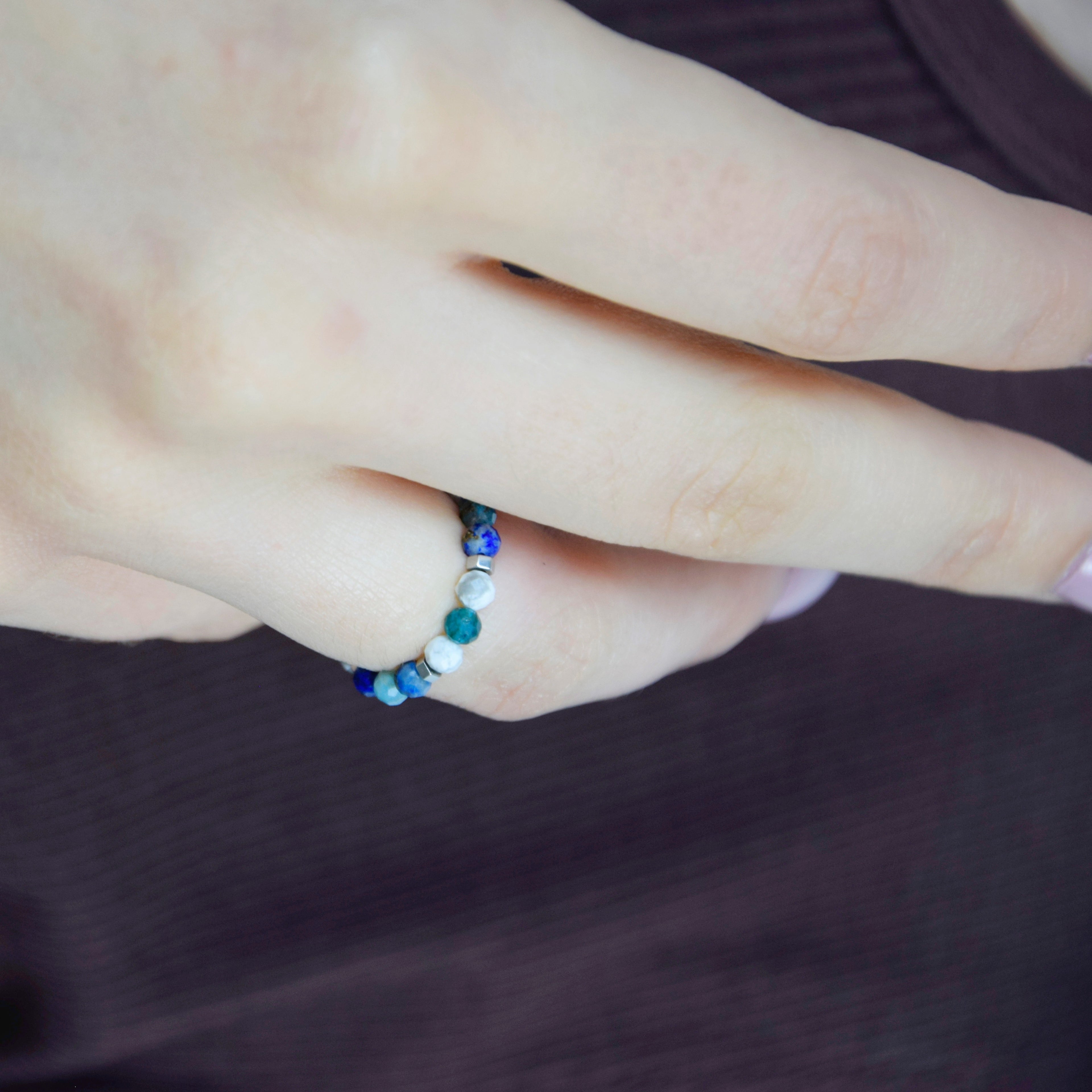 Apatite Lapis Lazuli Howlite Ring