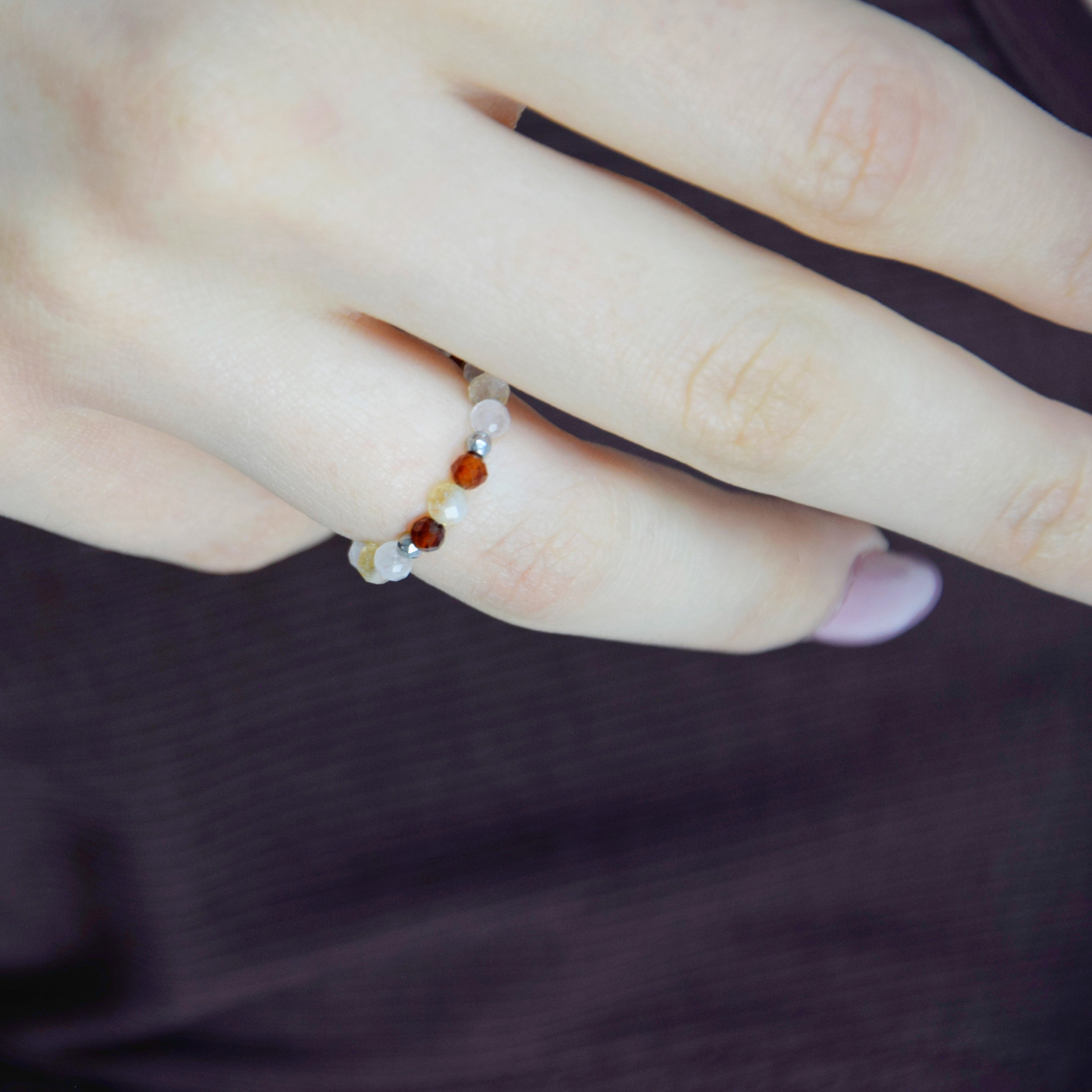Garnet Citrine Rose Quartz Ring