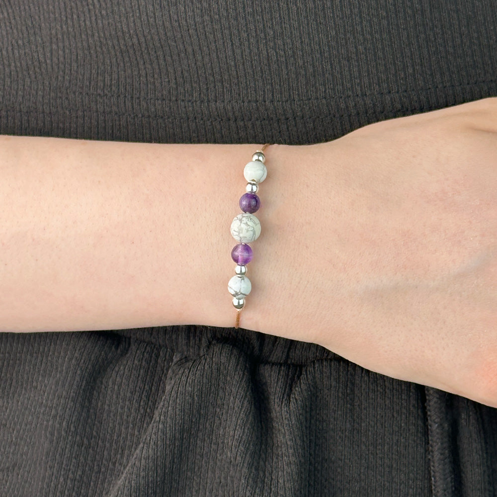 Bracelet made of Amethyst and Howlite stones