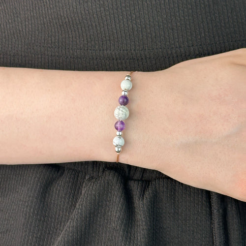 Bracelet made of Amethyst and Howlite stones