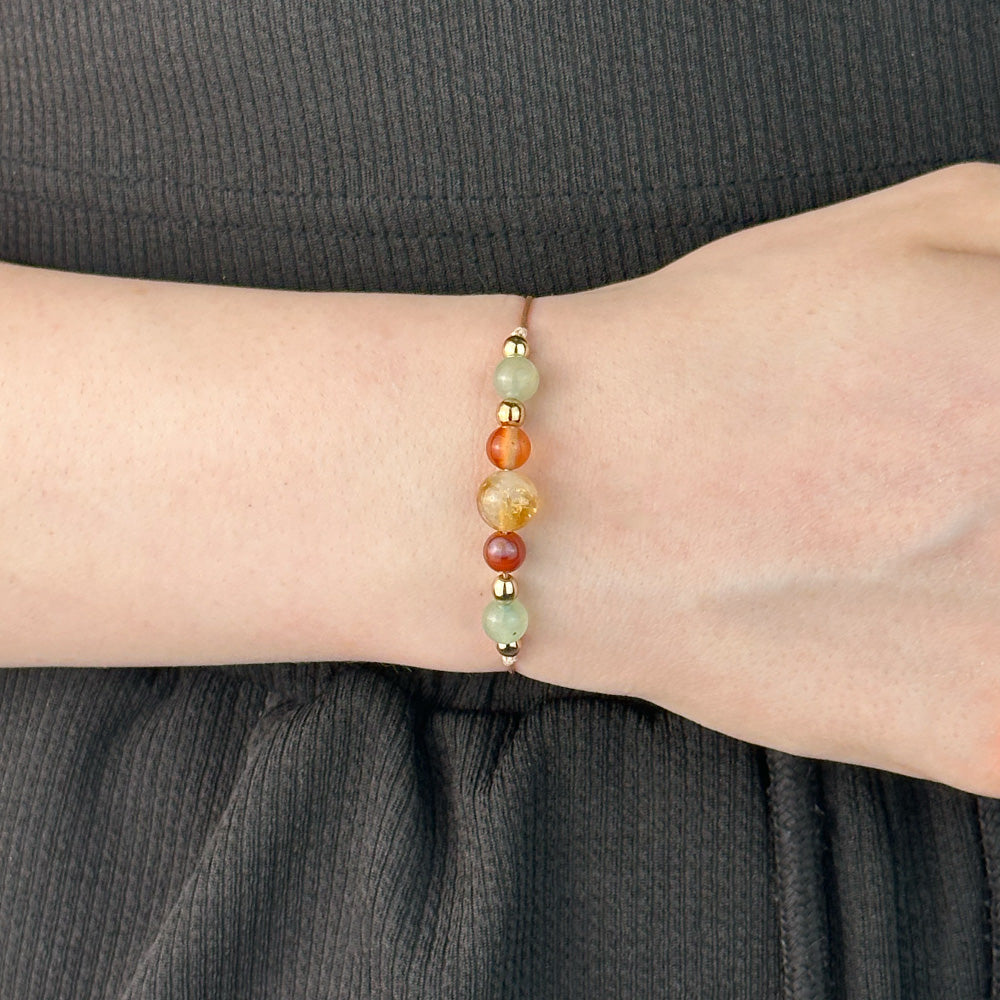 Bracelet made of Aventurine, Citrine, and Carnelian stones