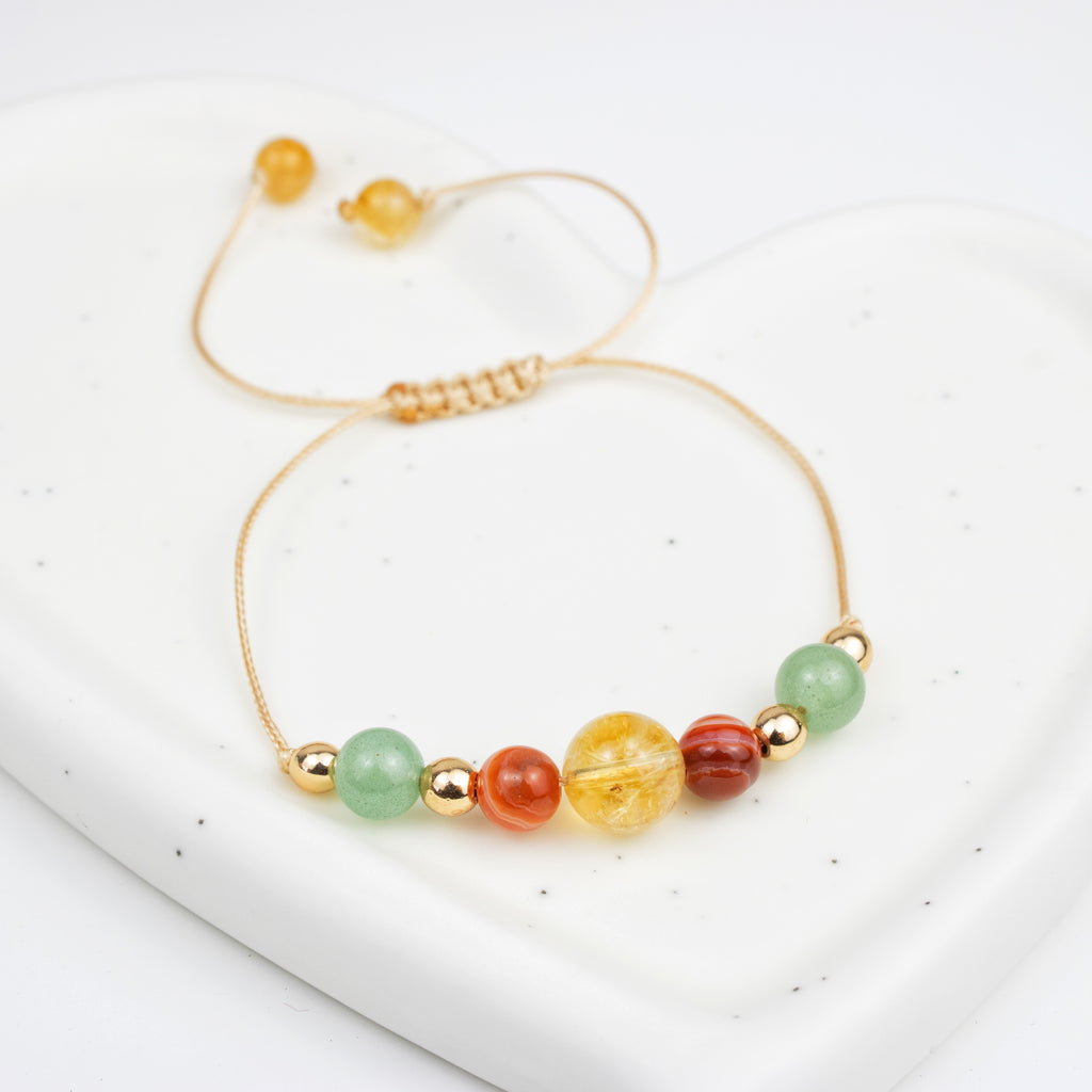 Bracelet made of Aventurine, Citrine, and Carnelian stones