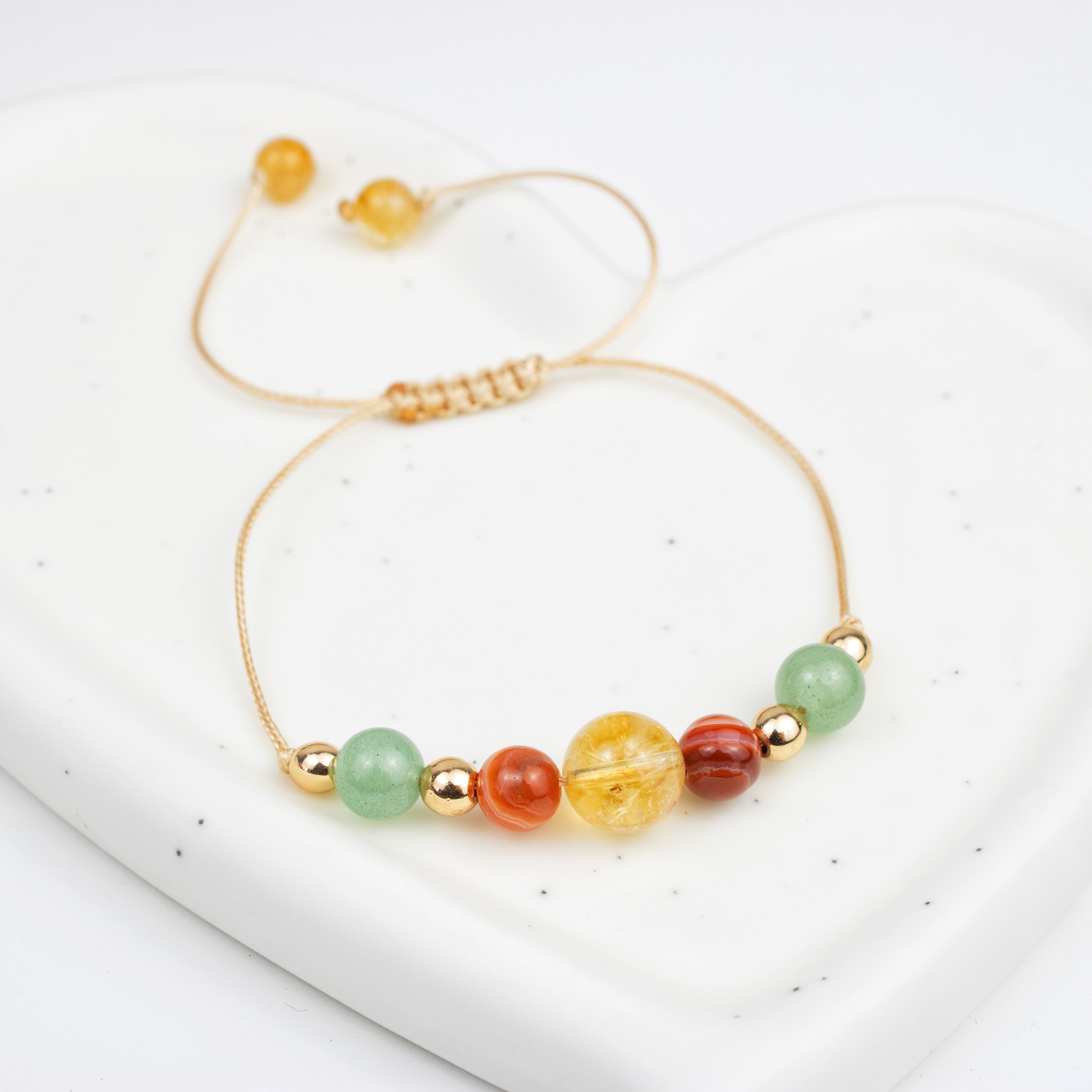 Bracelet made of Aventurine, Citrine, and Carnelian stones