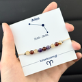 Aries zodiac bracelet made of Garnet, Amethyst, and Citrine stones