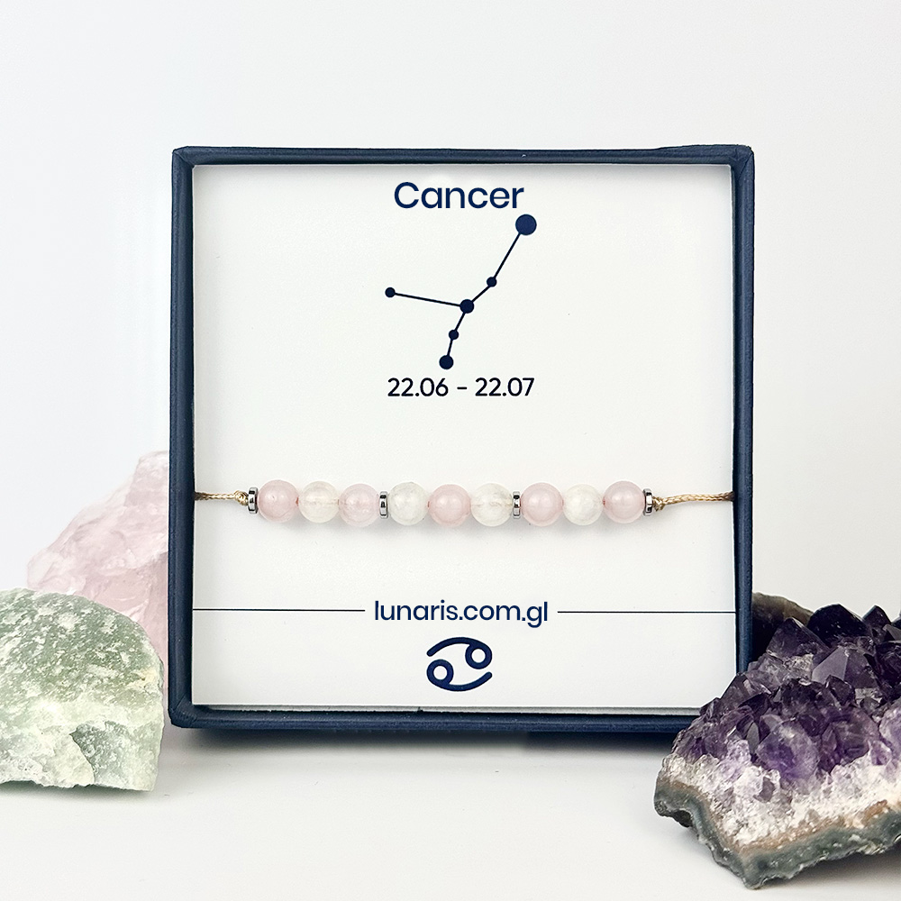 Cancer zodiac bracelet made of Moonstone and Rose Quartz stones