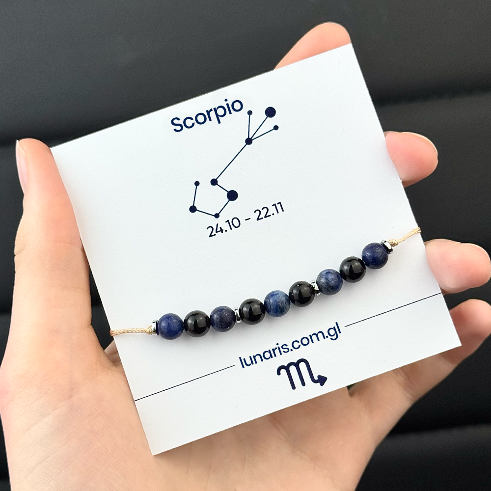 Scorpio zodiac bracelet made of Tourmaline and Lapis Lazuli stones