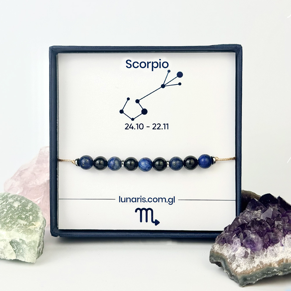 Scorpio zodiac bracelet made of Tourmaline and Lapis Lazuli stones