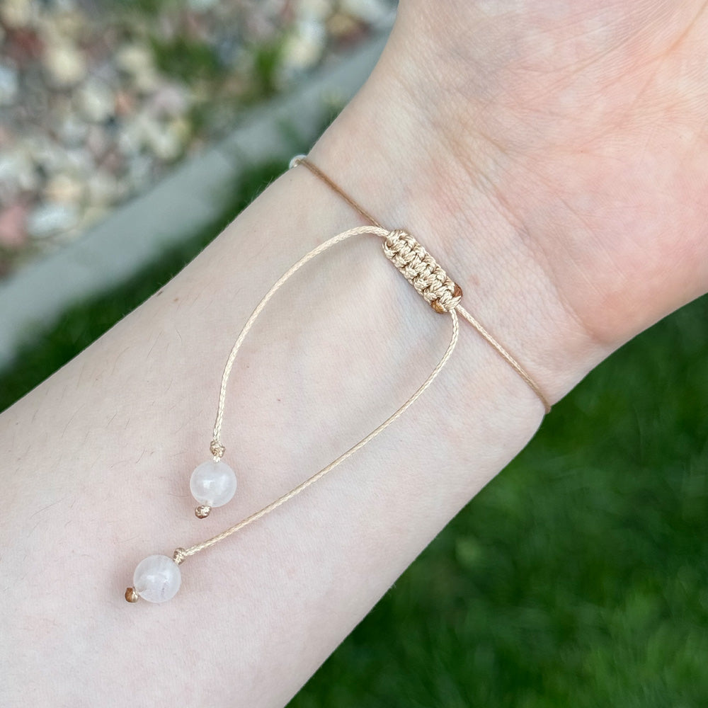 Bracelet made of natural Amethyst, Moonstone, and Rose Quartz beads