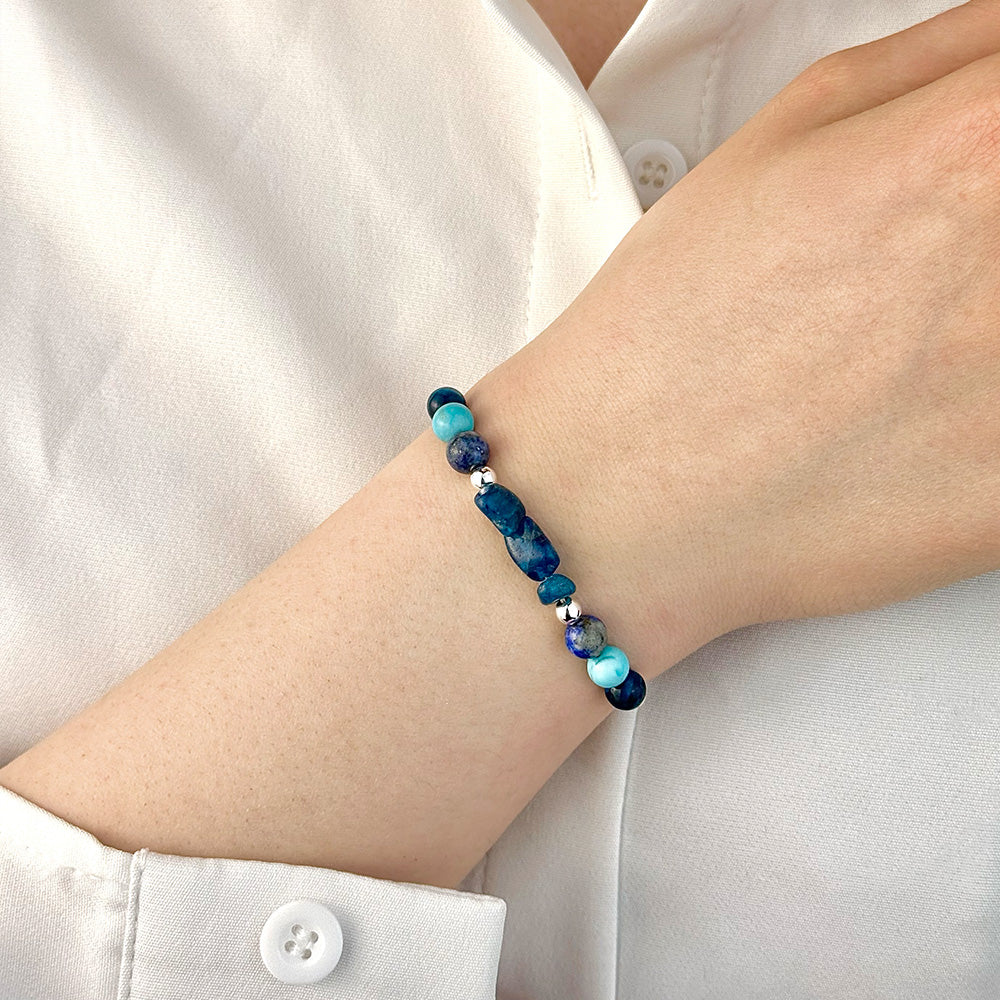 Bracelet made of natural Apatite, Turquoise, and Lapis Lazuli beads