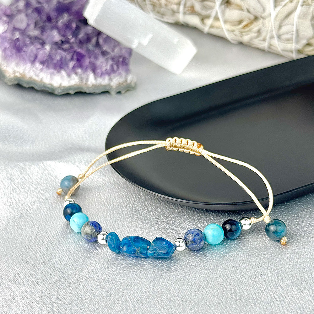 Bracelet made of natural Apatite, Turquoise, and Lapis Lazuli beads