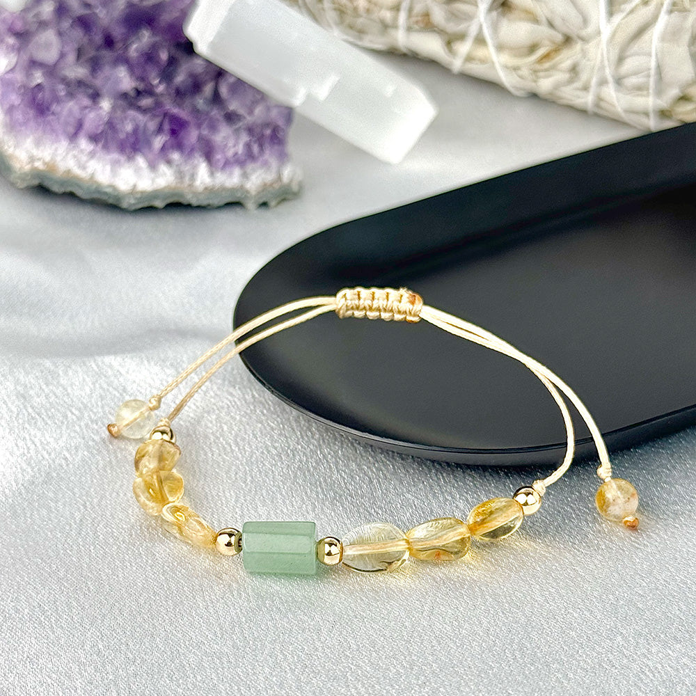 Bracelet made of natural Citrine and Aventurine beads