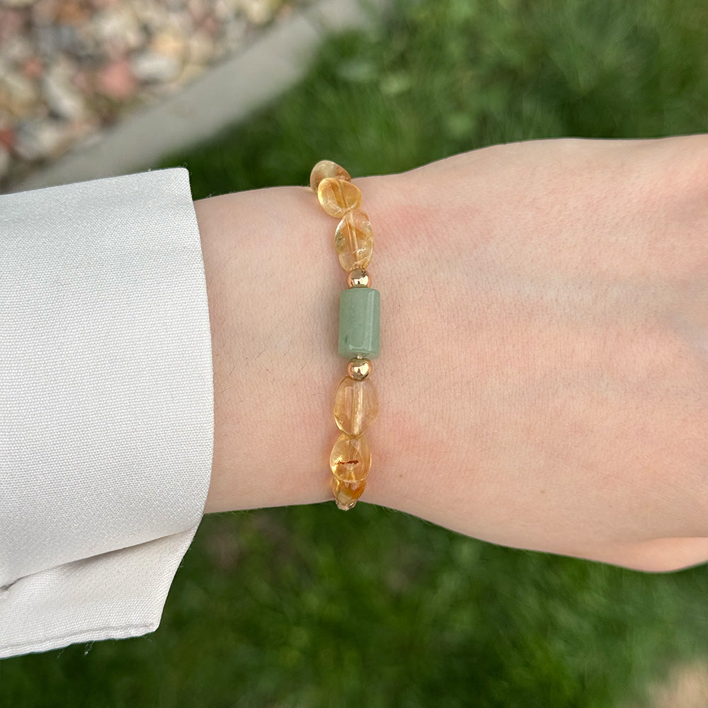 Bracelet made of natural Citrine and Aventurine beads