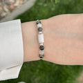 Bracelet made of Black Quartz, White Jade, and Black Labradorite beads