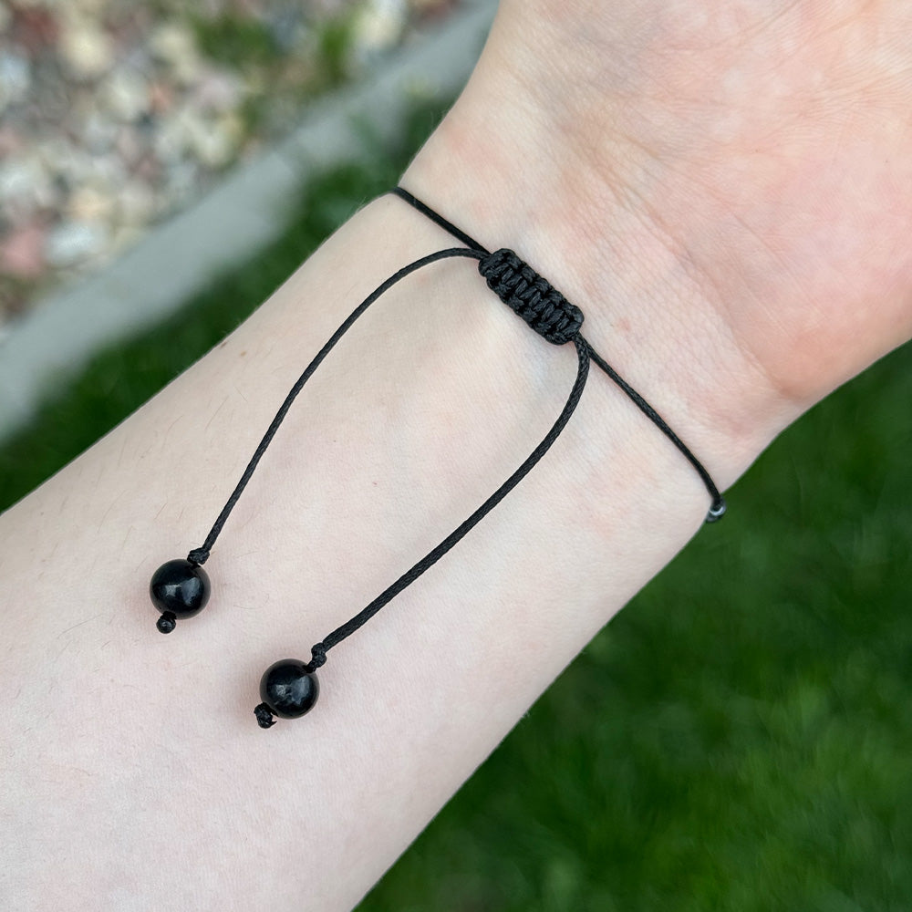 Bracelet made of natural Black Tourmaline and Lava Stone beads