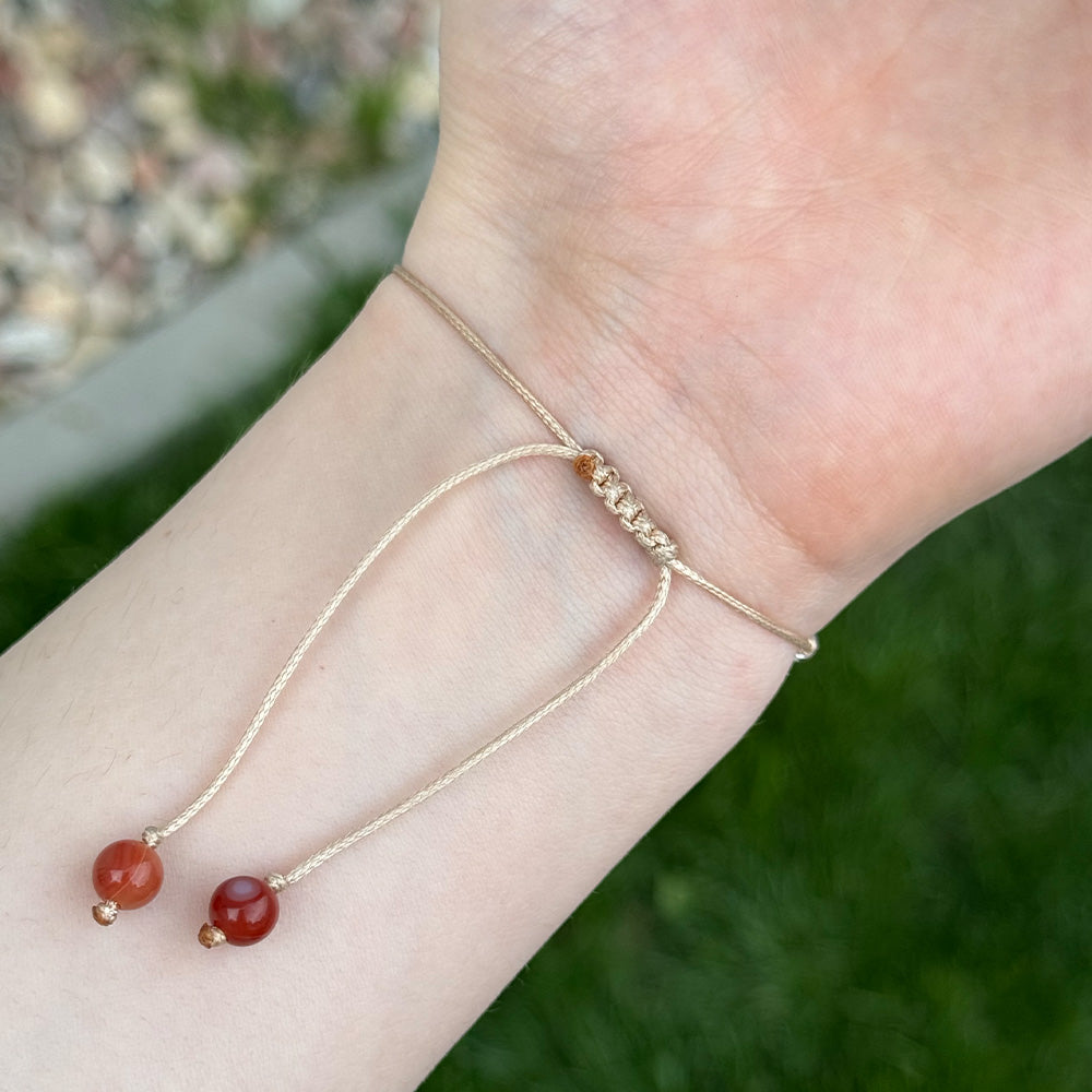 Bracelet made of natural Rose Quartz and Carnelian beads