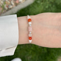 Bracelet made of natural Rose Quartz, Carnelian, and Moonstone beads