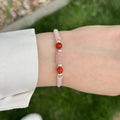 Bracelet made of natural Rose Quartz and Carnelian beads