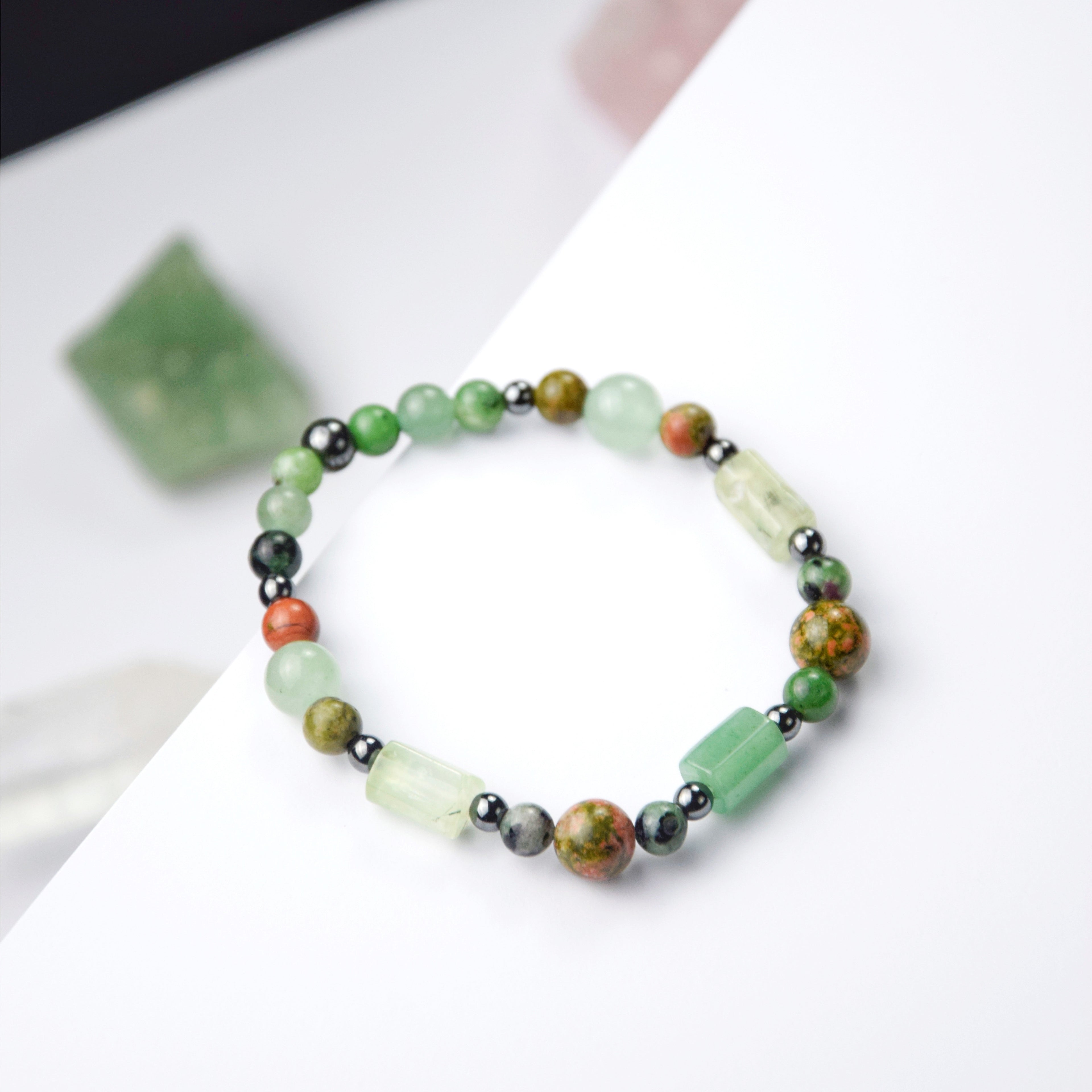 Aventurine Unakite Epidote Green Prehnite Bracelet