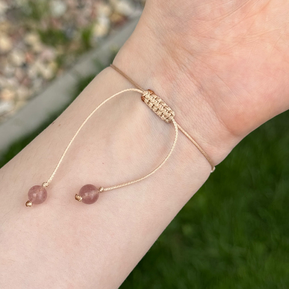 Bracelet made of natural Howlite, Quartz, Rose Quartz, and Strawberry Quartz beads