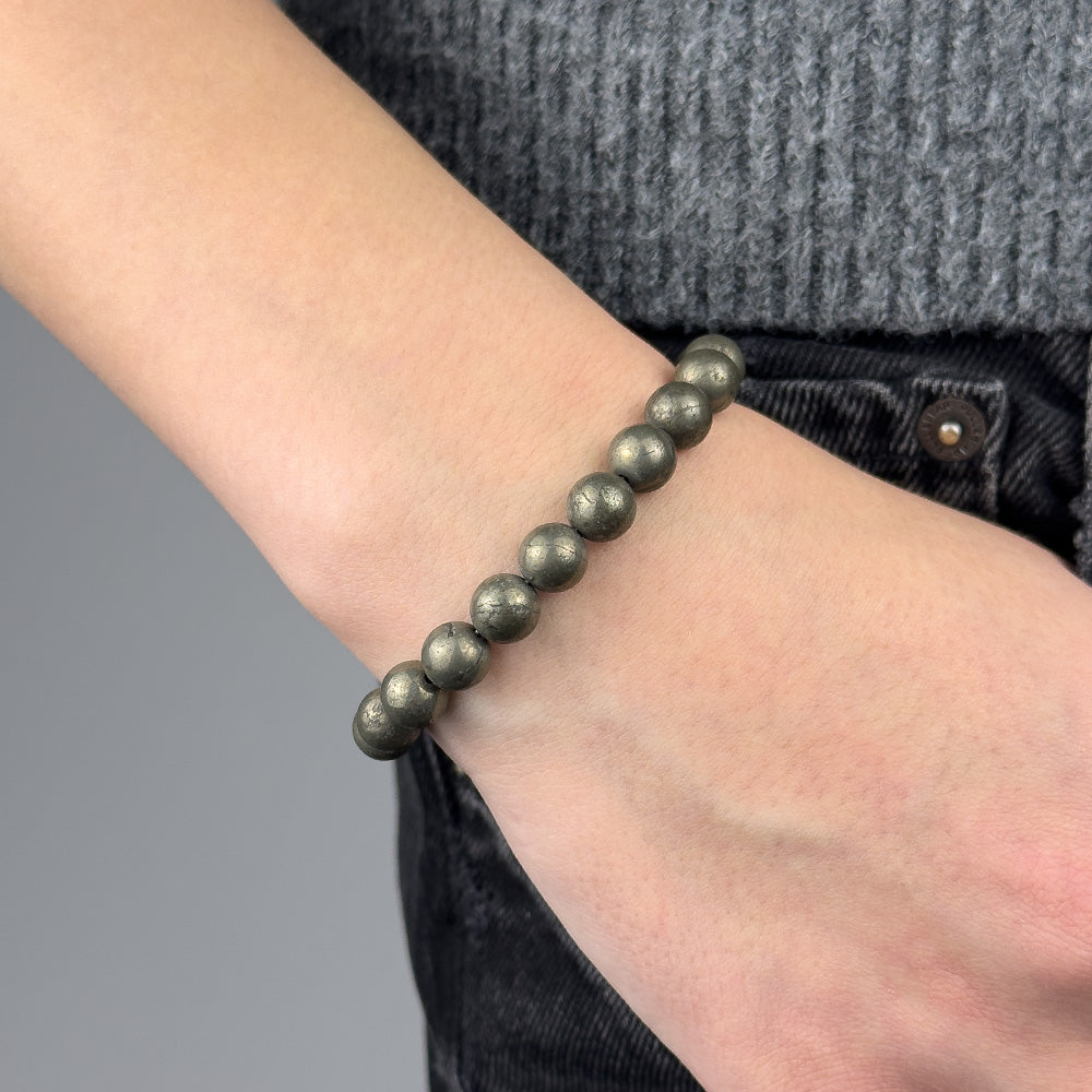 Pyrite Bracelet 8MM on a Cord