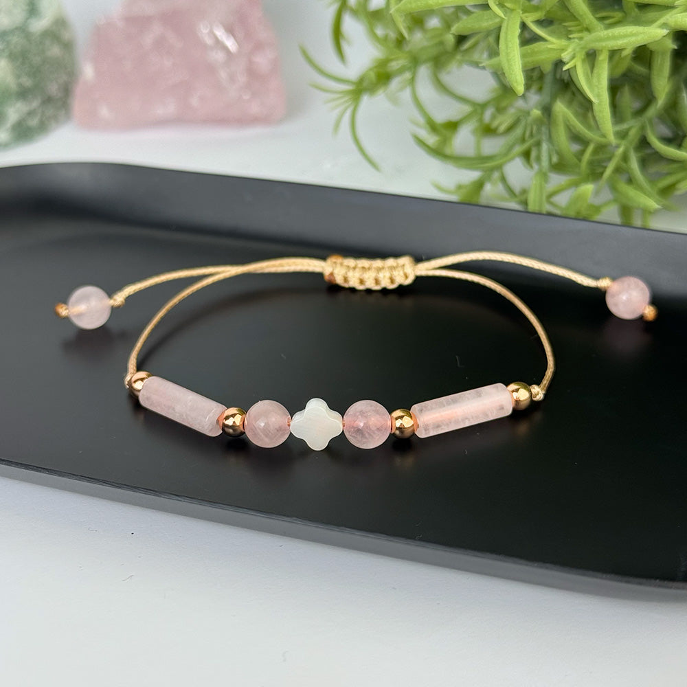 Bracelet made of Pearl and Rose Quartz stones for women