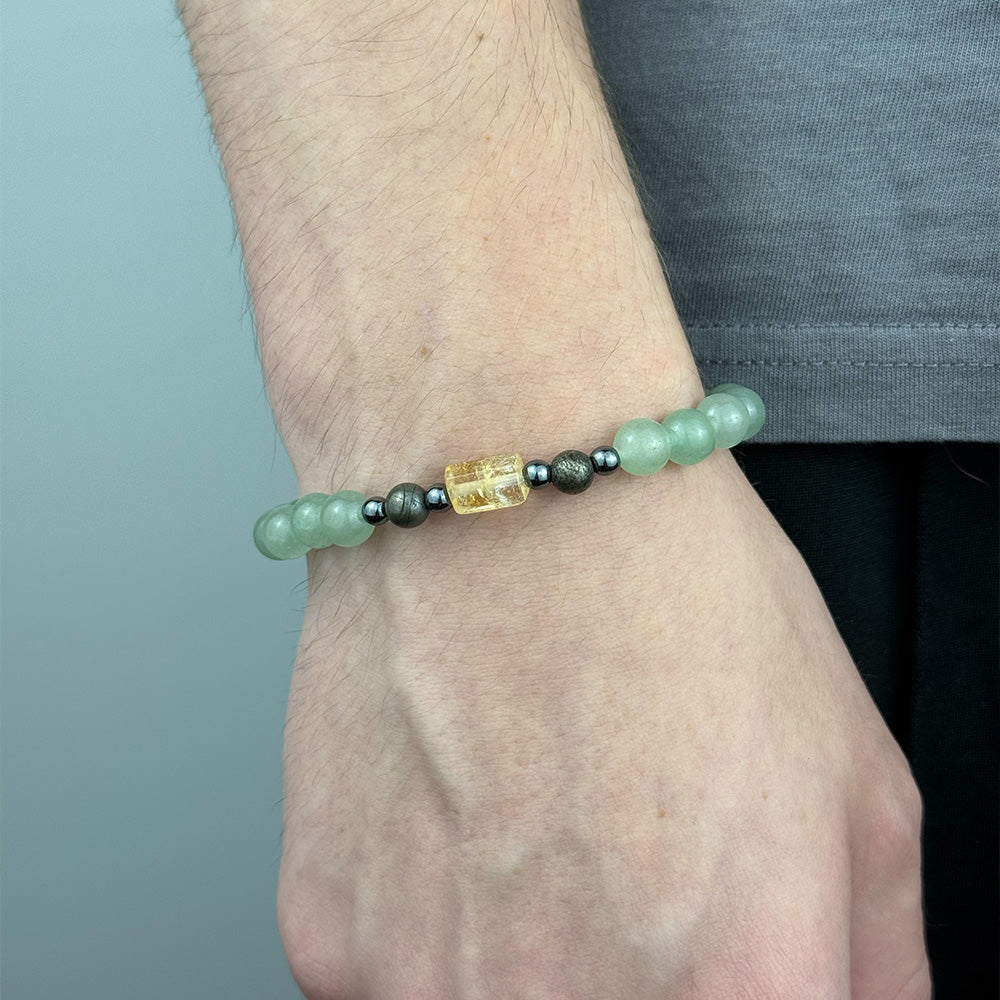 Men’s Aventurine Citrine Pyrite Elastic Bracelet