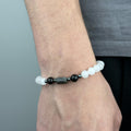 Men’s White Jade Black Labradorite Tourmaline Elastic Bracelet