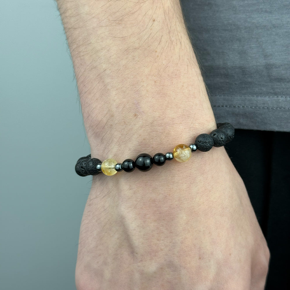 Men’s Lava Citrine Tourmaline Elastic Bracelet